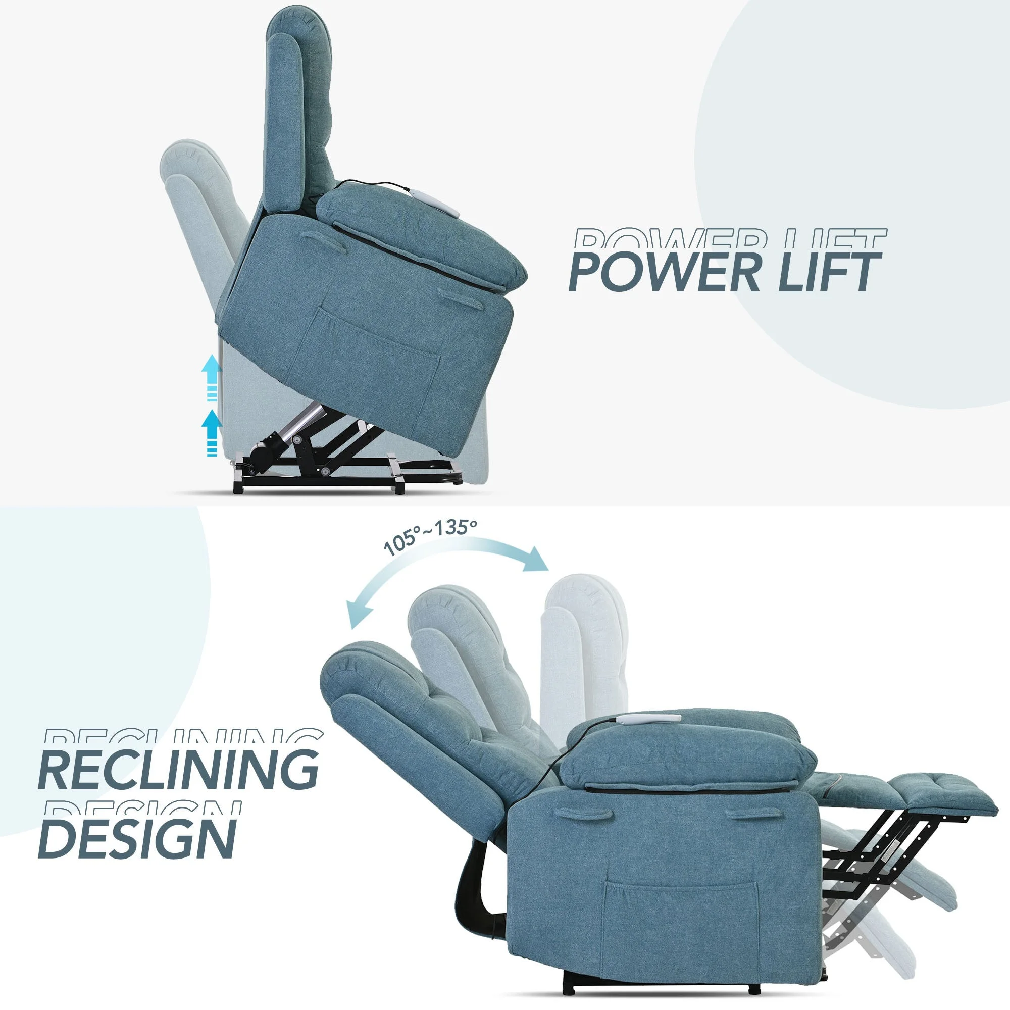 Celestial Power Lift Massage Recline Chair - Blue