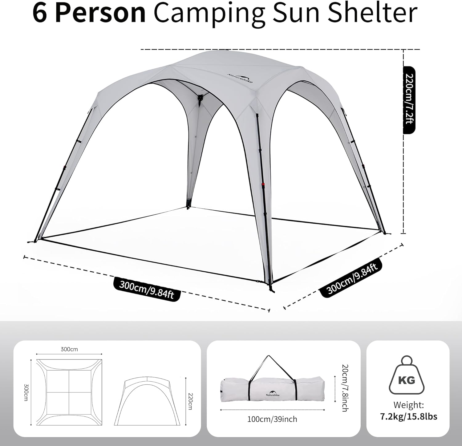 YUMIAO Canopy Tent 10 x 10, 60S Easy Setup Instant Pop up Tent, Camping Sun Shelter for Sporting Events, Tailgating, Camping, Outdoor Activities (Gray-Canopy)
