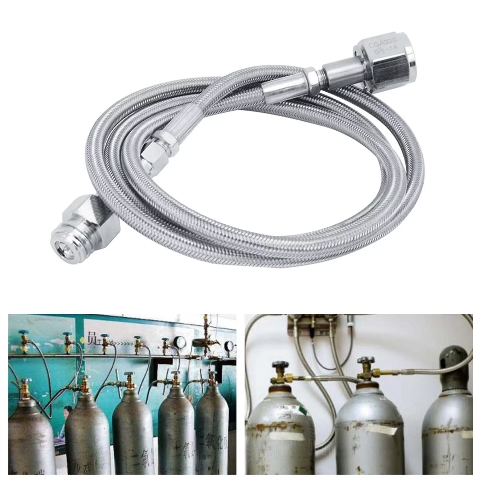 Aigid CO2 Hose Adapter，1.5m 60in for Soda Club External Hose Adapter Kit Connector(TR21-4、G1/2)