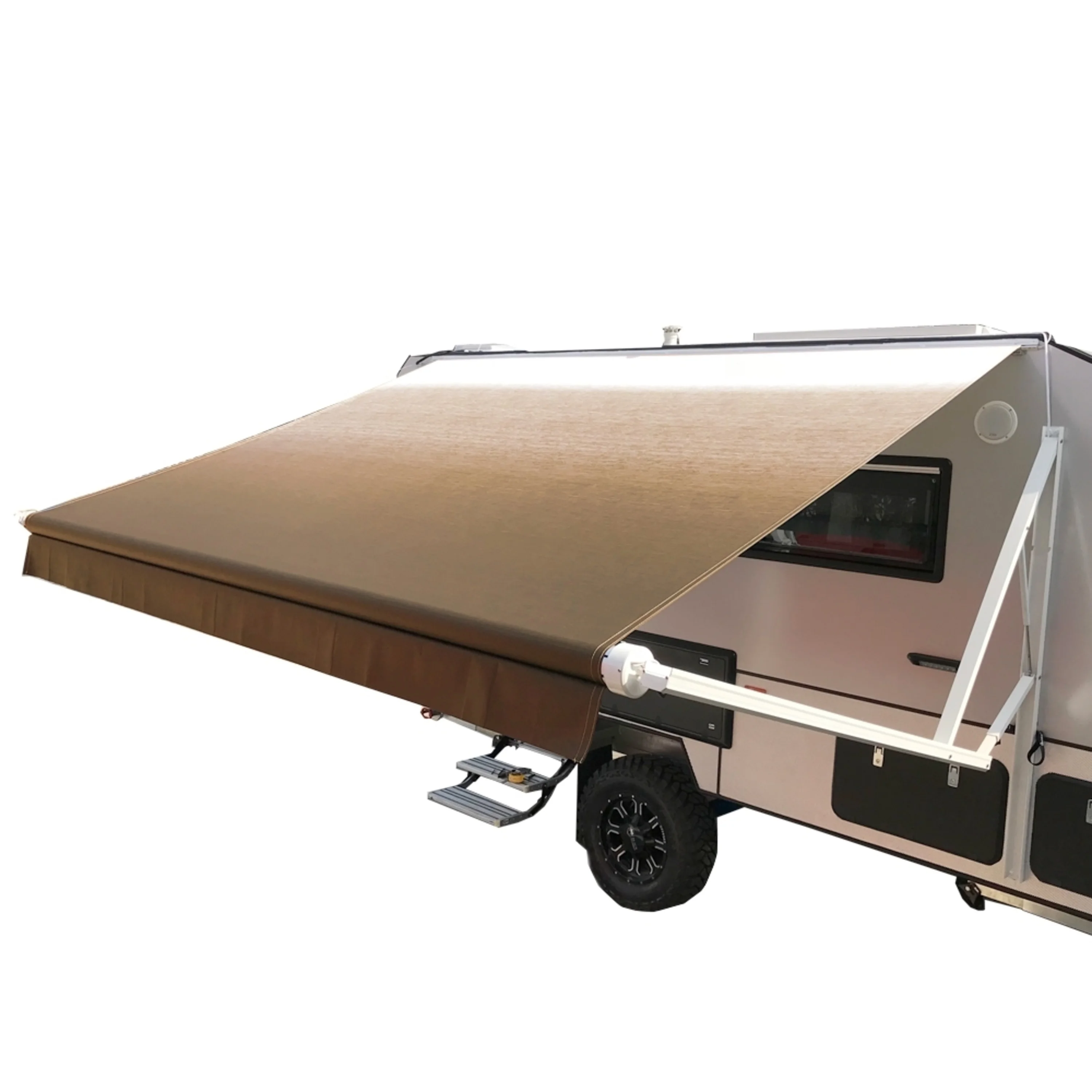 ALEKO Motorized Retractable RV Awning 20X8 ft Camping Vinyl Canopy Brown Fade