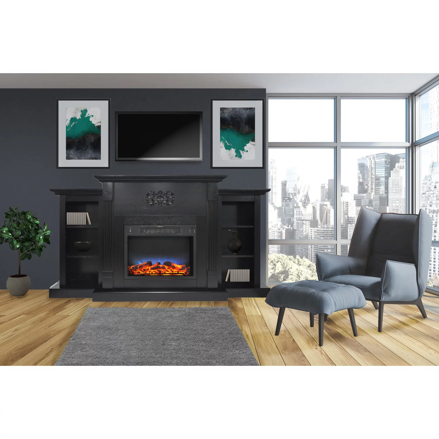Cambridge Sanoma Electric Fireplace Heater with 72