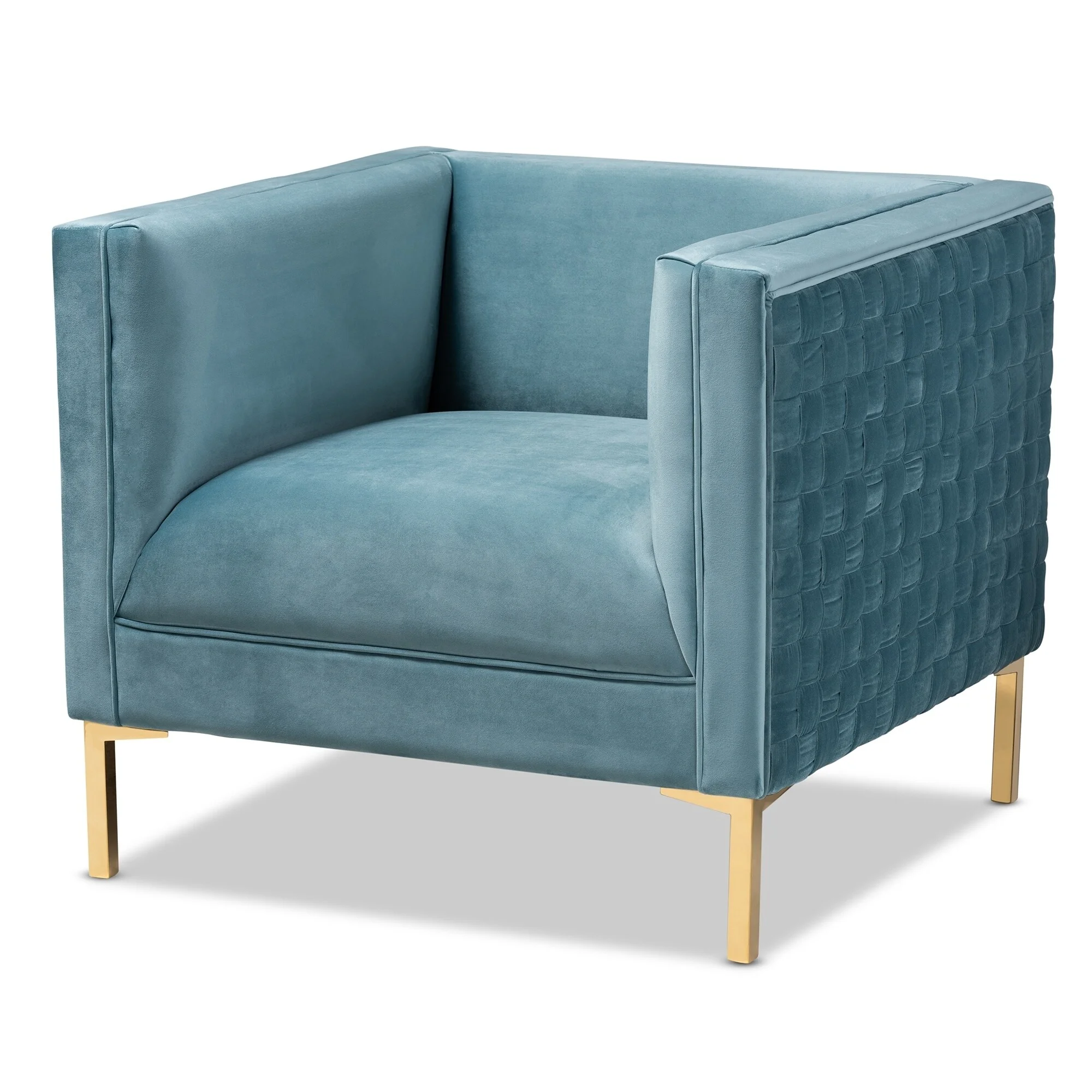 Baxton Studio Glamorous Fabric Armchair Light Blue