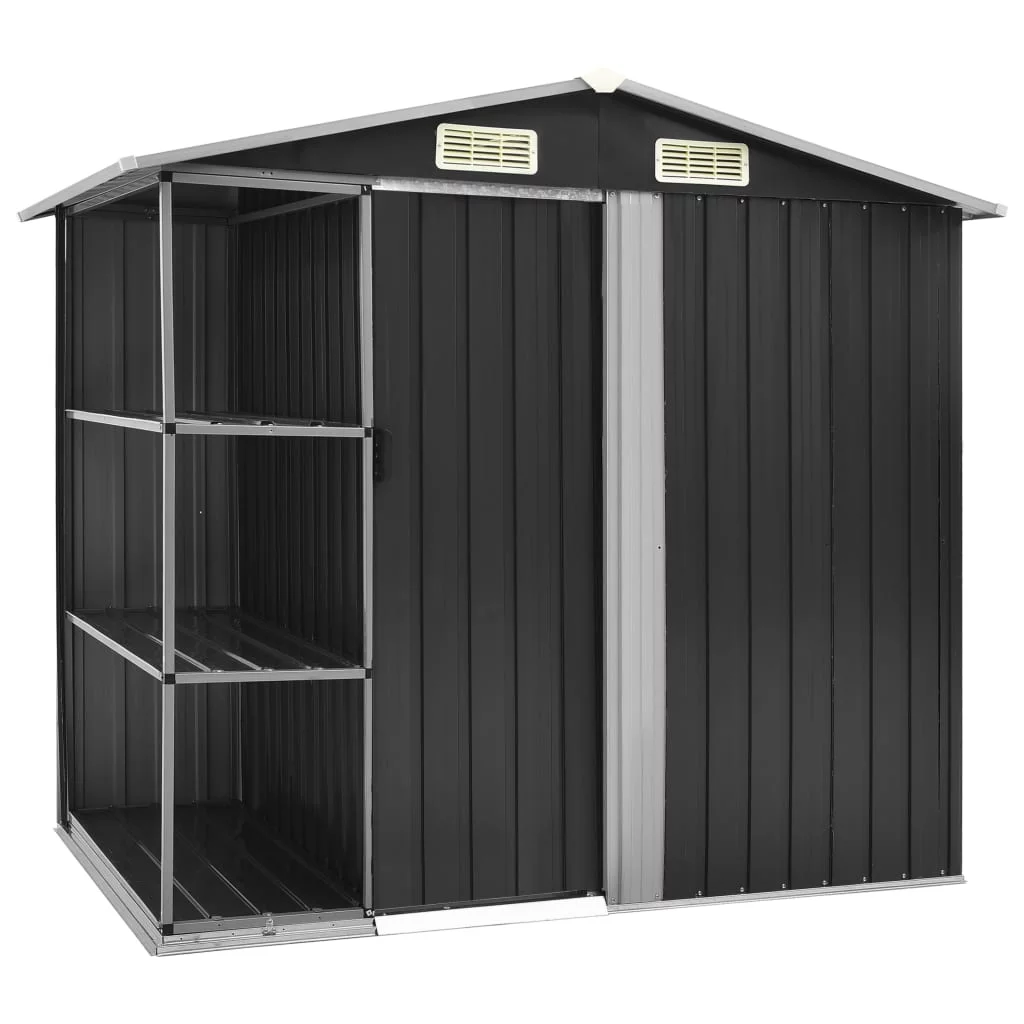 Charmma Garden Shed with Rack Anthracite 80.7