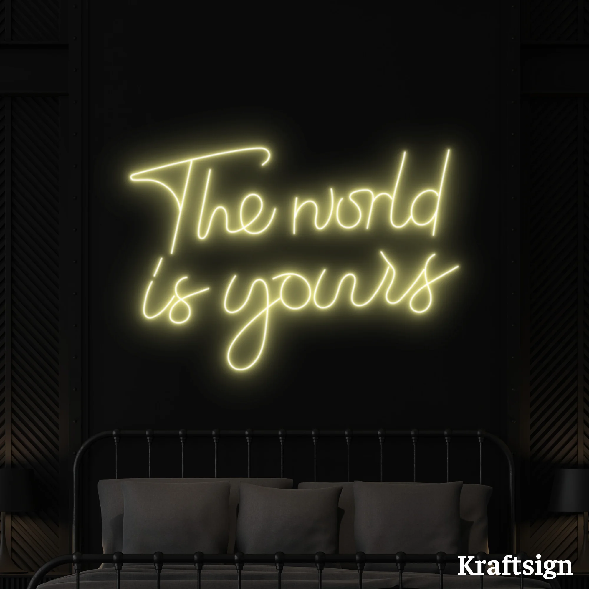 Craftnamesign The World Is Your Neon Sign, Bedroom Decor, Quotes LED Signs