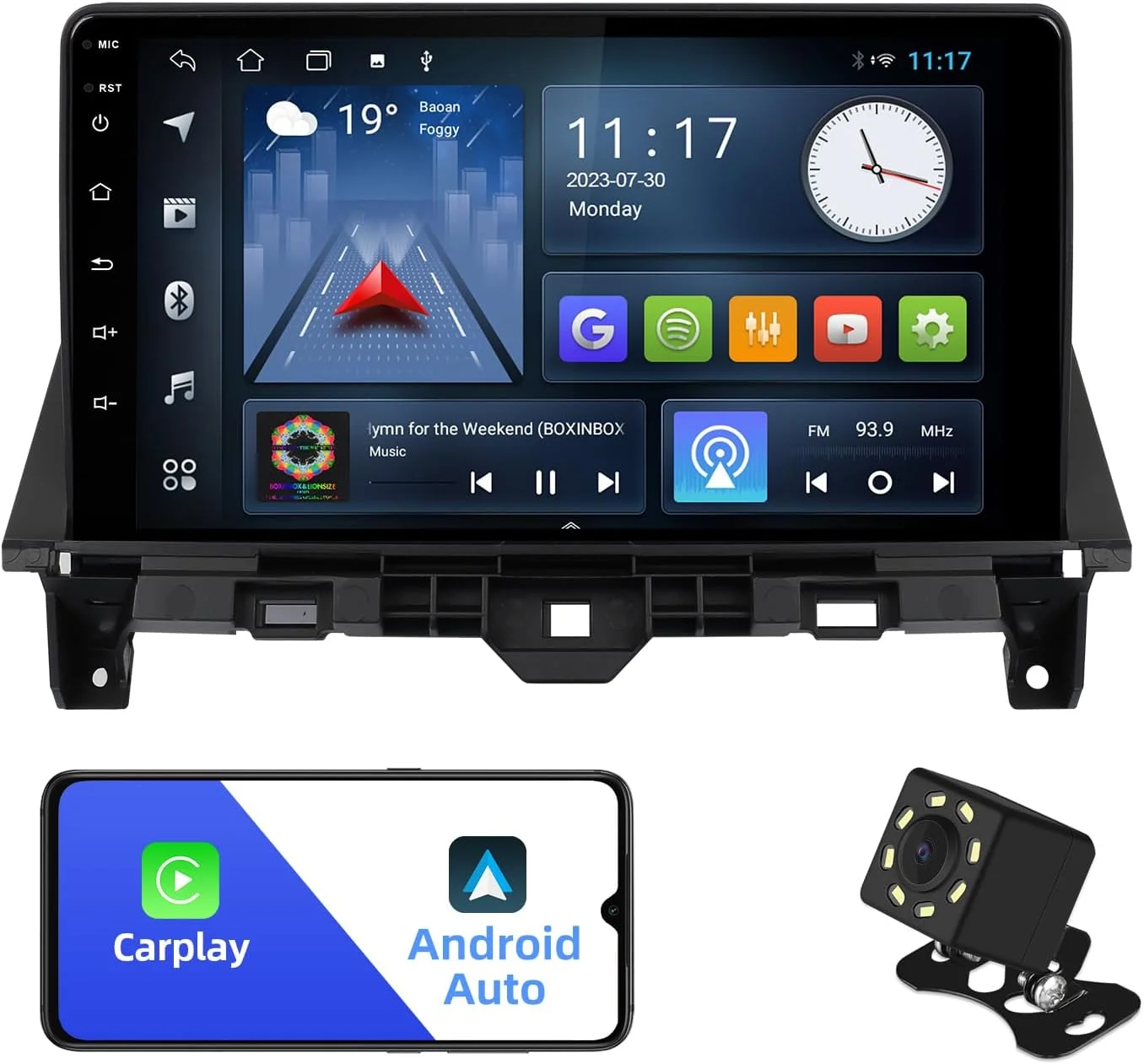 THONZER 2+32G 10.1 inches Android 10 Double Din Car Stereo for Honda Accord 8th 2008 2009 2010 2011 IPS Touchscreen Screen Car Radio with Carplay & Android Auto Support Backup Camera GPS Navi FM BT