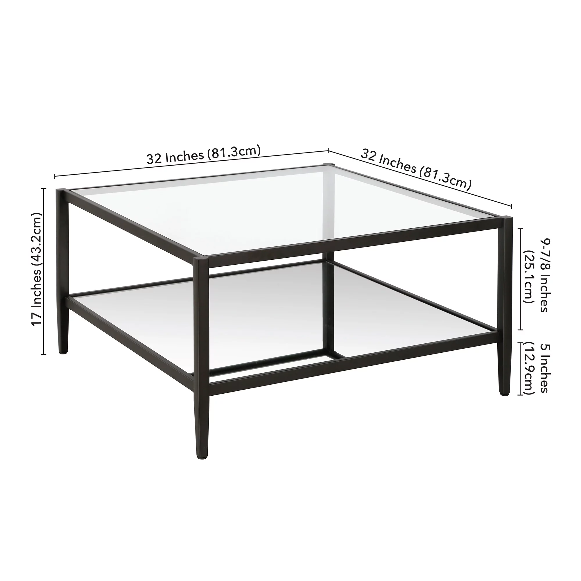 Evelyn&Zoe Modern Square Coffee Table with Glass Top