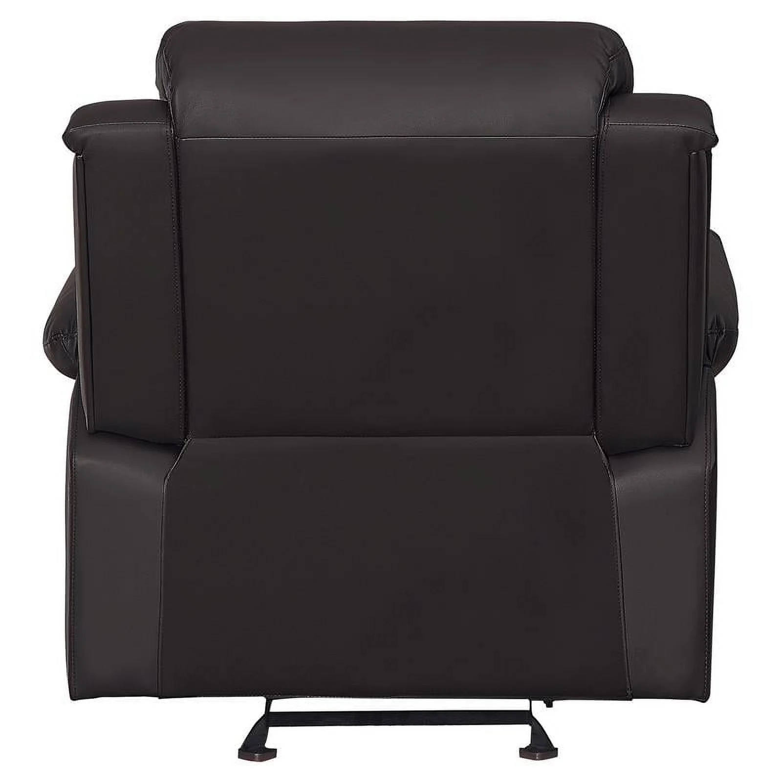 Pemberly Row Transitional Faux Leather Glider Reclining Chair in Dark Brown