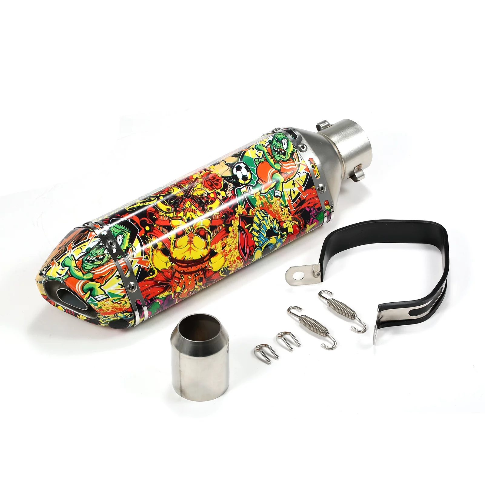 Motorcycle exhaust pipe,Atv Dirt Bike Temperature Resistant Atv Muffler Pipes Slip On Style Tail Tube Tail Tube Temperature Carbon Style Tail On Carbon 1.5-2in Inlet Buzhi Papapi