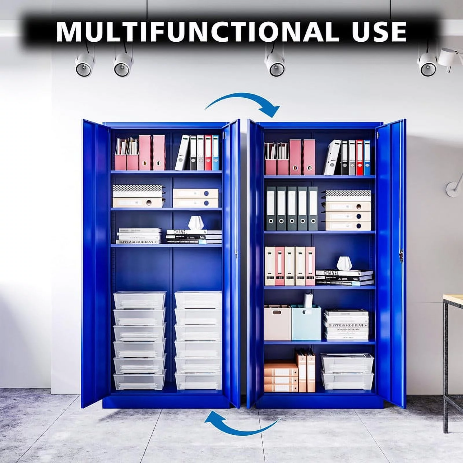 Fesbos Metal Garage Storage Cabinet with Lock Door and Adjustable Shelves, Steel Tool Cabinets for Home,Office,Warehouse Organisieren