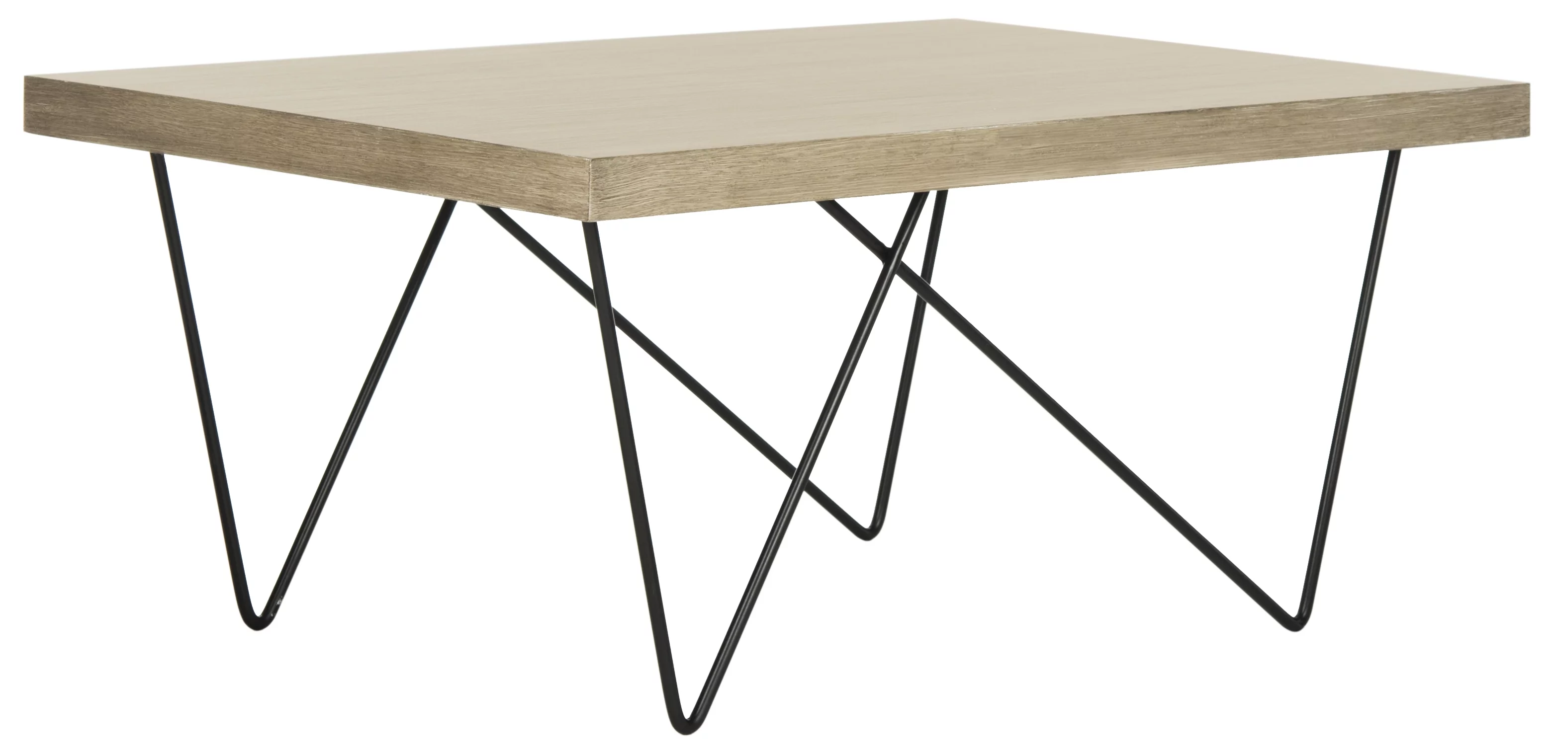 SAFAVIEH Amos Rectangular Retro Mid Century Wood Coffee Table, Light Grey/Black
