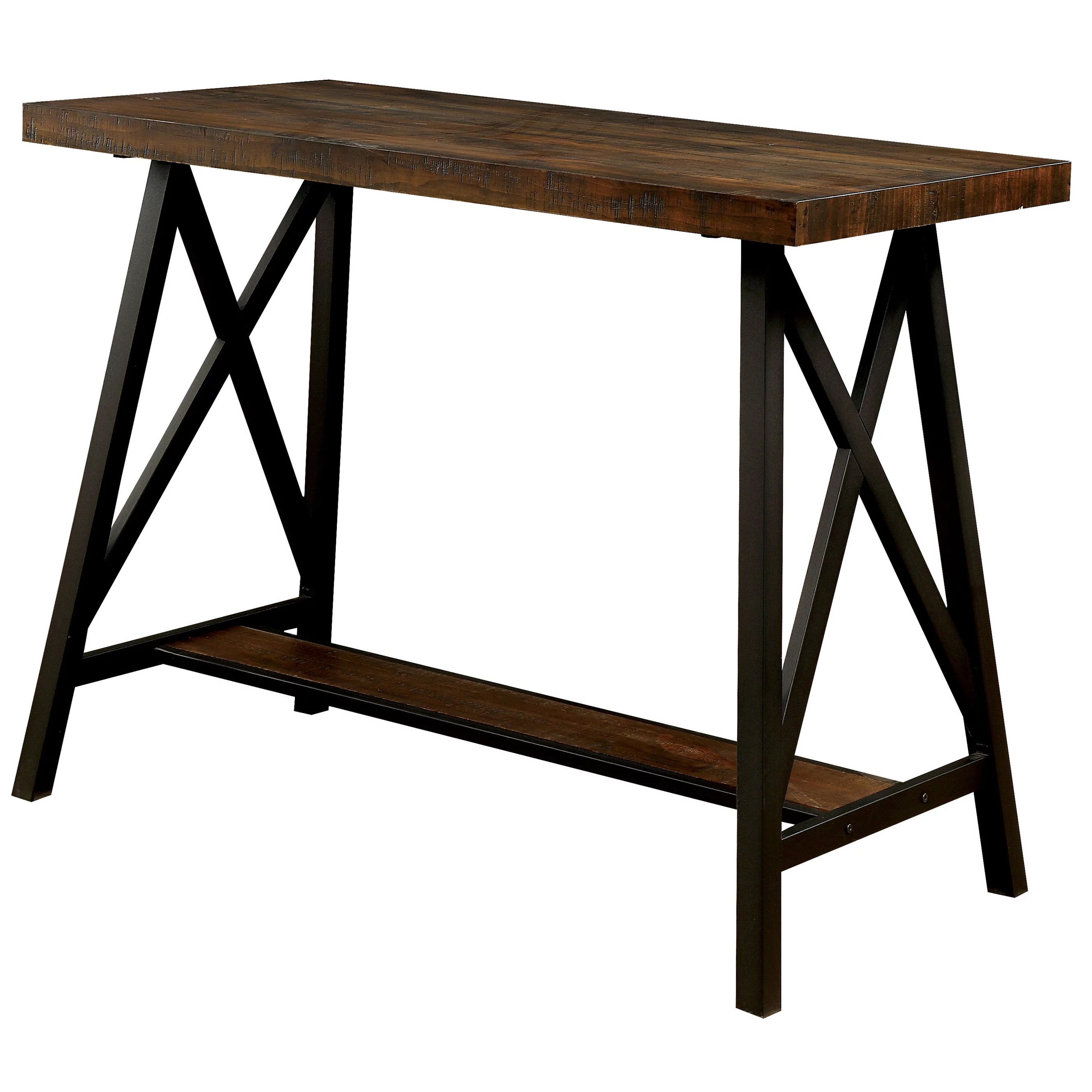 Furniture of America Deonne Industrial Pub Table, Weathered Medium Oak