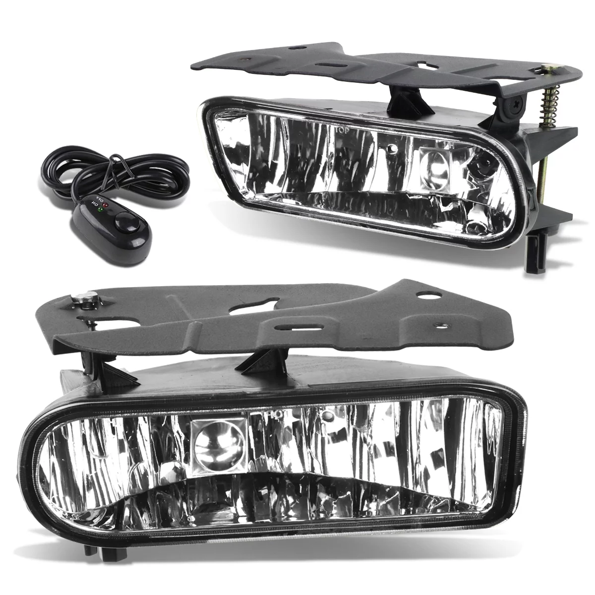 DNA Motoring FL-ZTL-250-CH For 2002 to 2006 Cadillac Escalade EXT ESV Pair Bumper Driving Fog Light Lamp+Switch Clear Lens 03 04 05