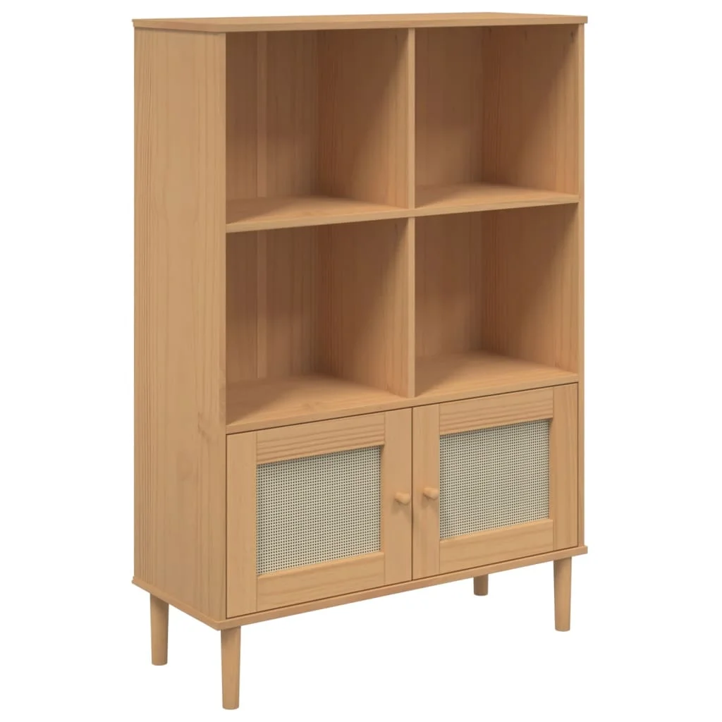 Andoer parcel,Bookcase Senja Rattan Wood Pine Rattan Look Stand Room Bedroom Senja Bookcase - Bookcase - Rattan Display Stand Room Bookcase Display Stand Wooden Vidaxl Senja Bookcase Wood With Uv