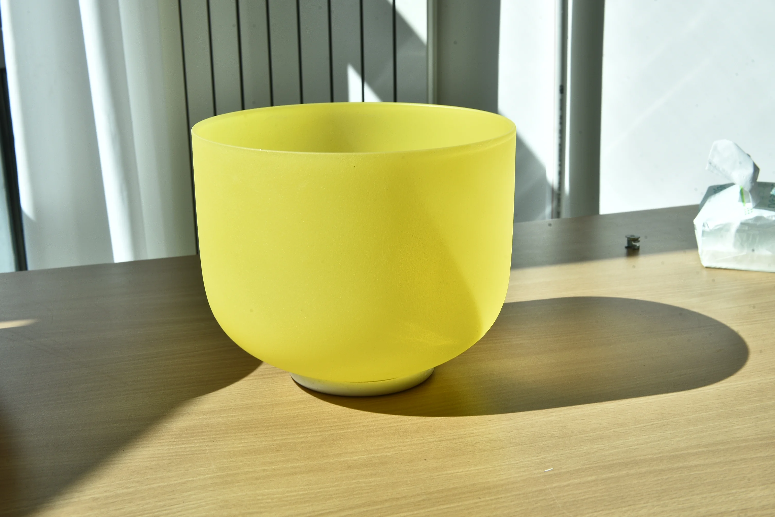 TOPFUND Yellow E Note Solar Plexus Chakra 12 inch Crystal Singing Bowl with Heavy duty carrying case and Suede Stick