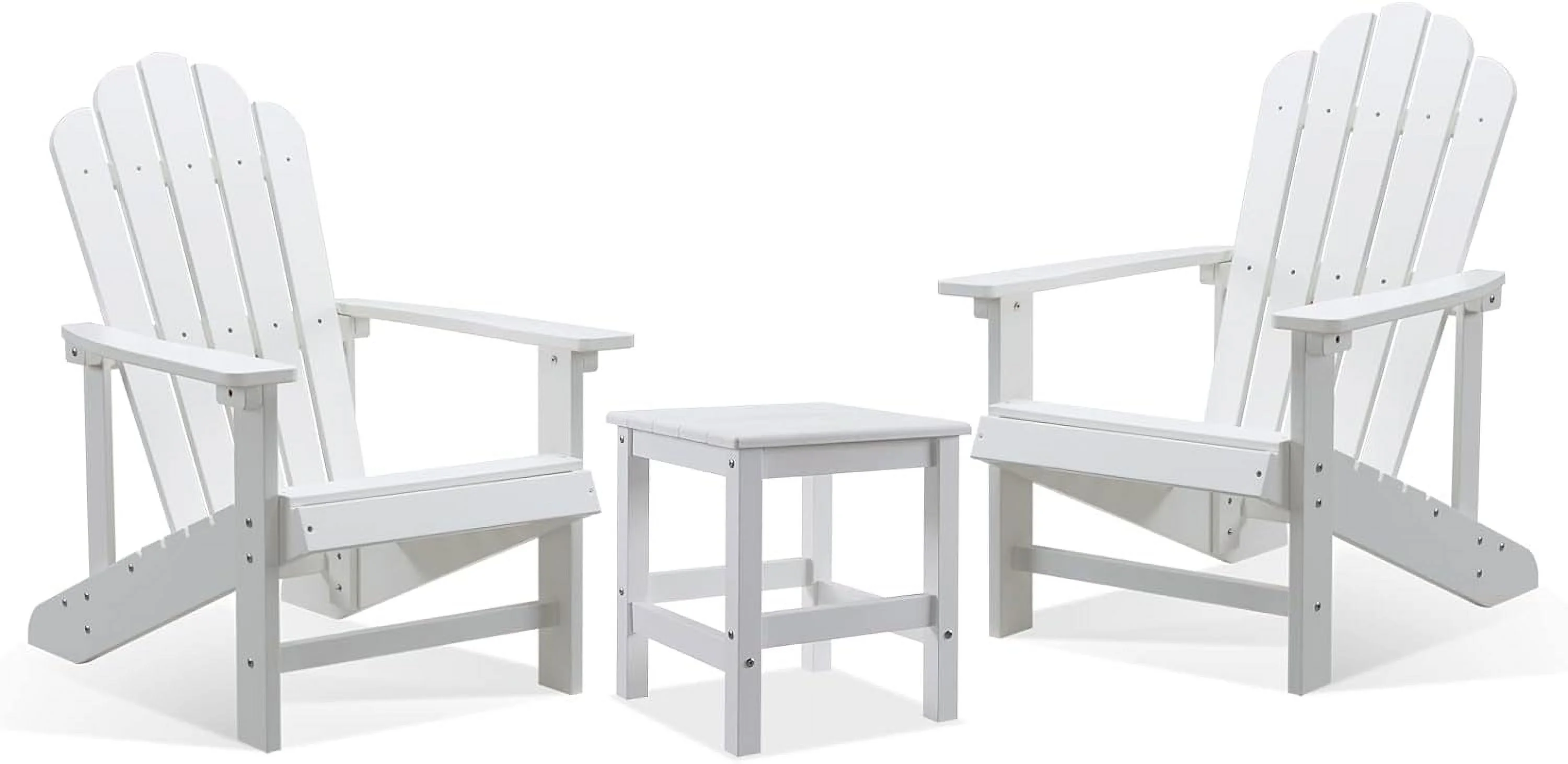 Efurden Adirondack Chair and End Table Set, Poly Lumber, Weather Resistant and Lookalike Real Wood