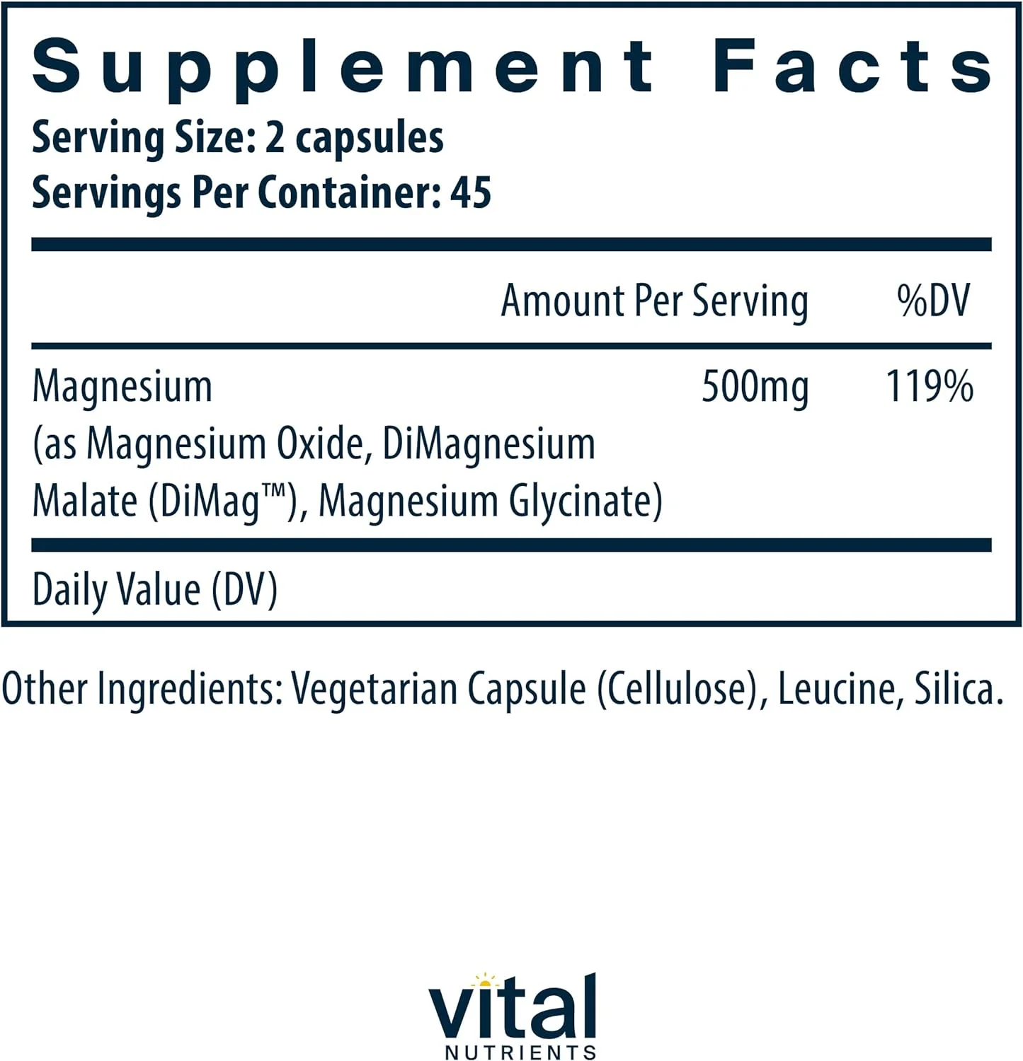 Vital Nutrients Triple Mag Complex | Magnesium Oxide, Malate & Glycinate Supplement | Support Stress, Bones, Muscles and Teeth | Soy, Dairy and Gluten Free | 250mg | 90 Vegetarian Capsules