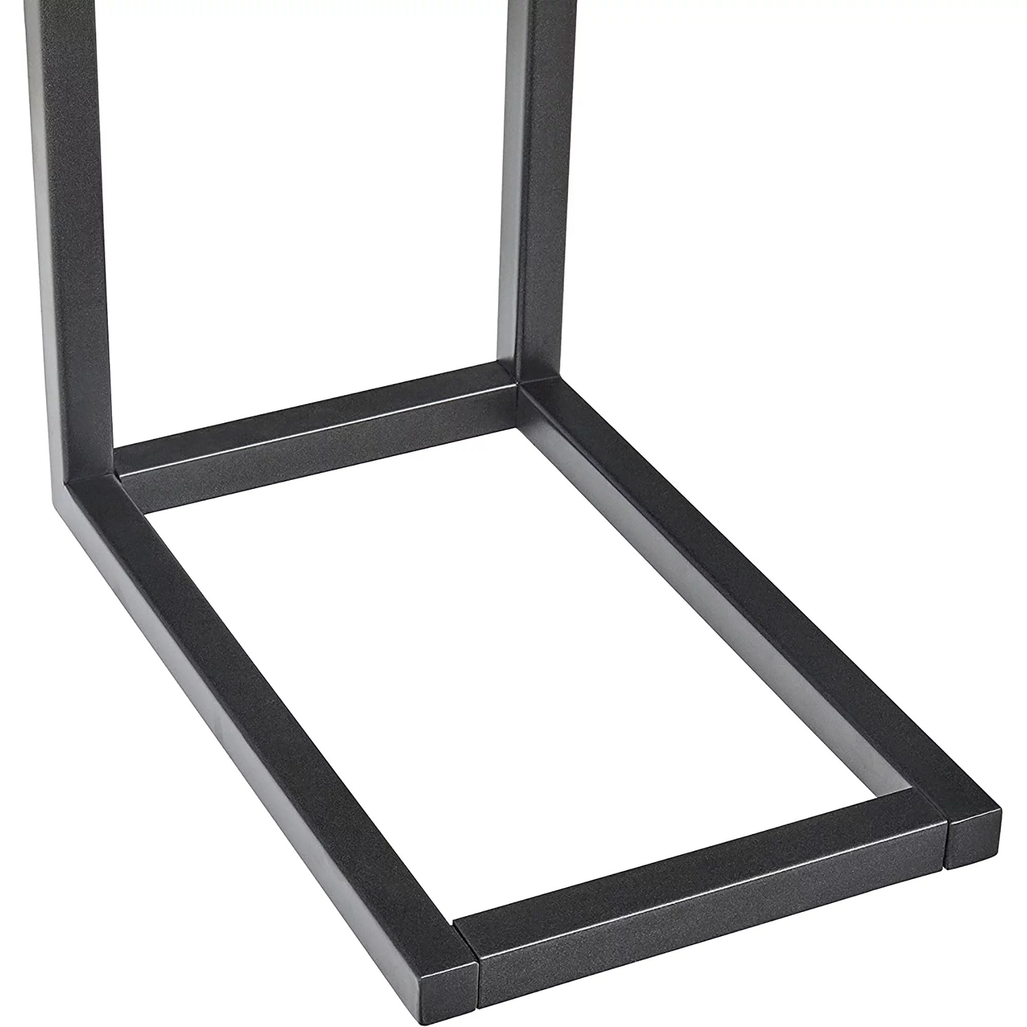 Durham Industrial Metal and Wood C-Shaped Accent Table, Brown/Walnut