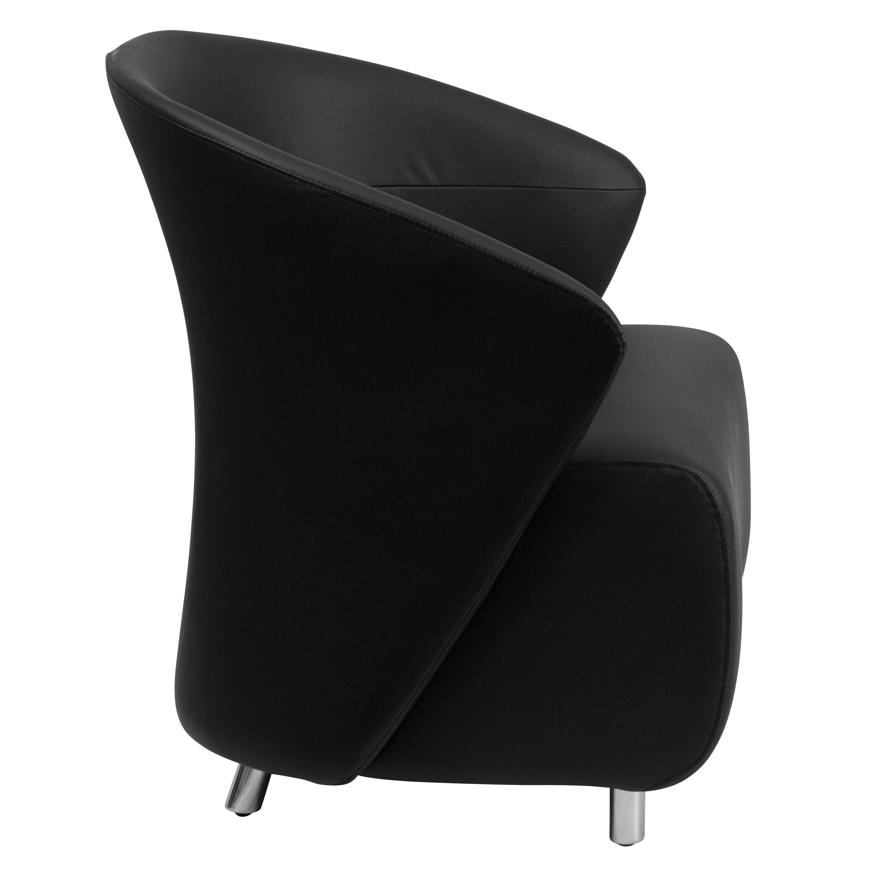 Emma + Oliver Black LeatherSoft Curved Barrel Lounge Chair