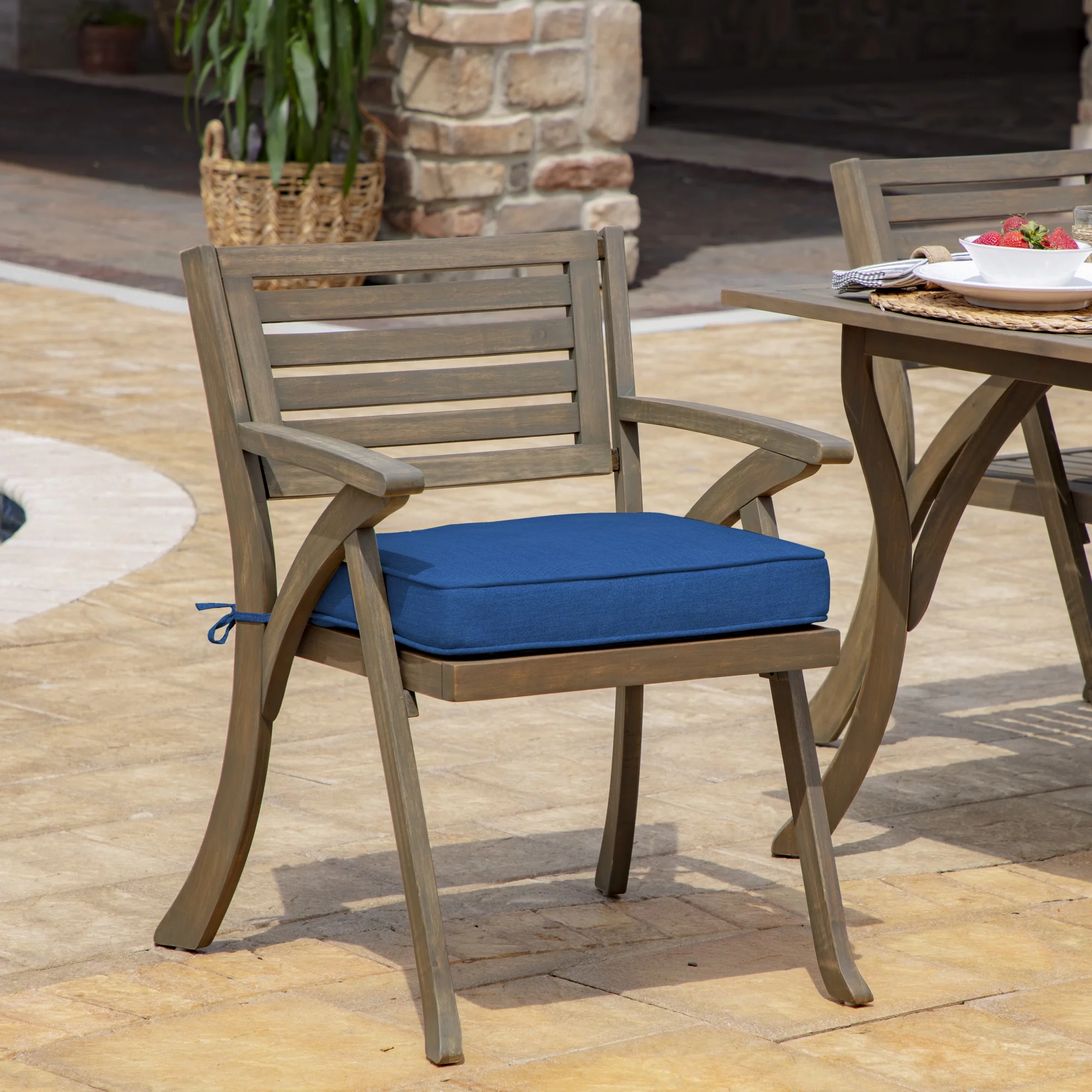 Arden Selections ProFoam 19 x 20 in Outdoor Rounded Back Seat Cushion Cover, Lapis Blue