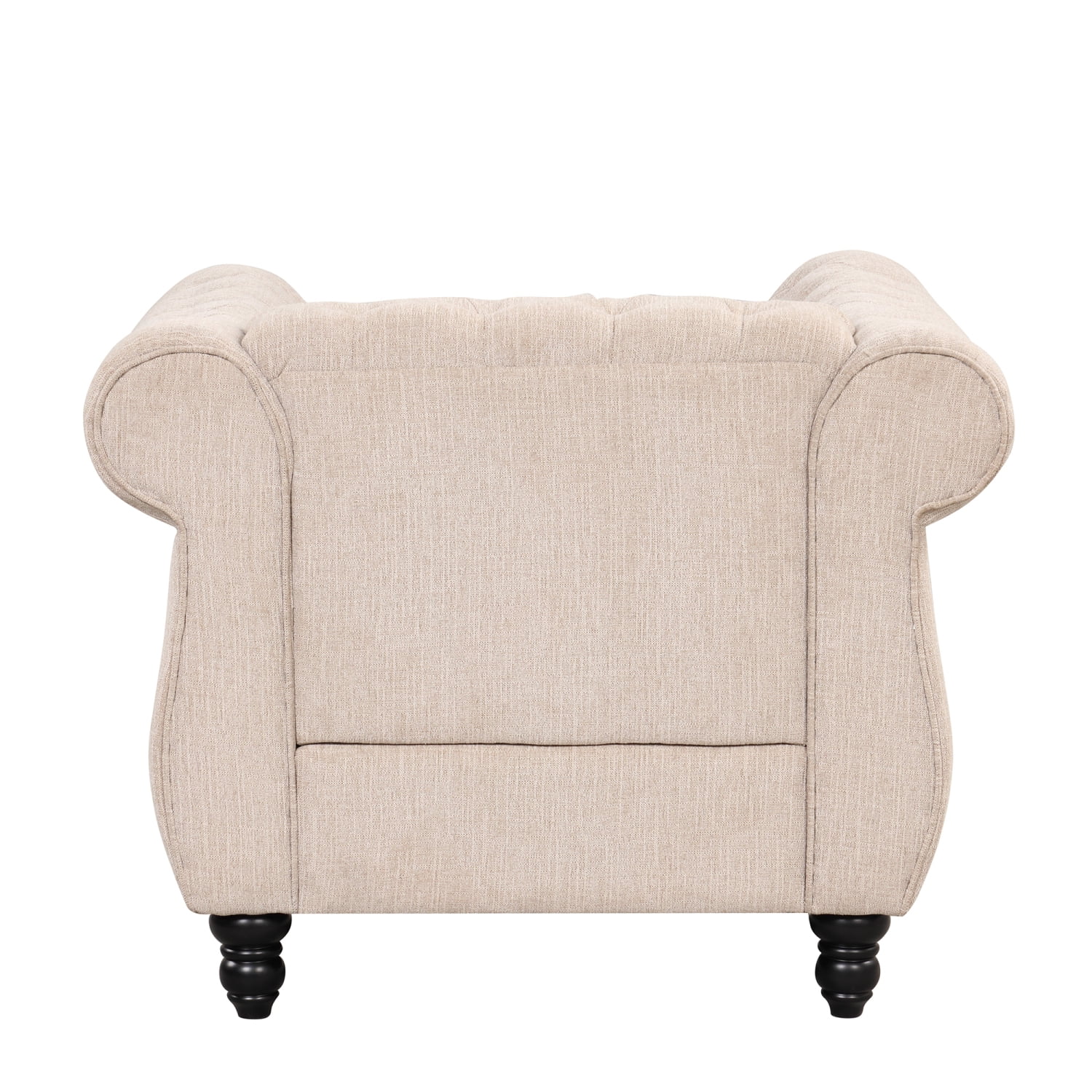 39” modern sofa Dutch plush upholstered sofa  solid wood legs  buttoned tufted backrest  beige