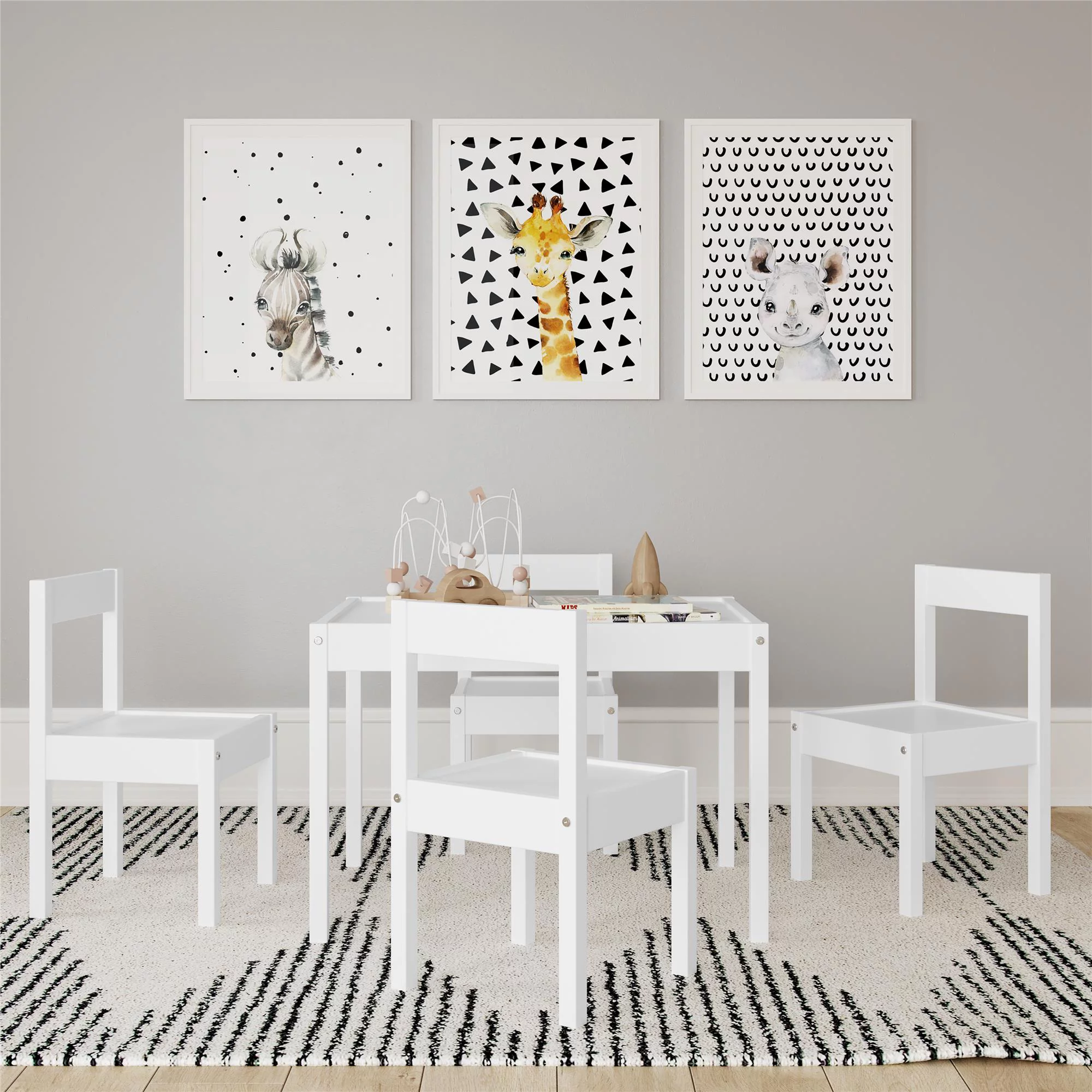 Baby Relax Hunter 5-Piece Kiddy Table & Chair Kids Set, White