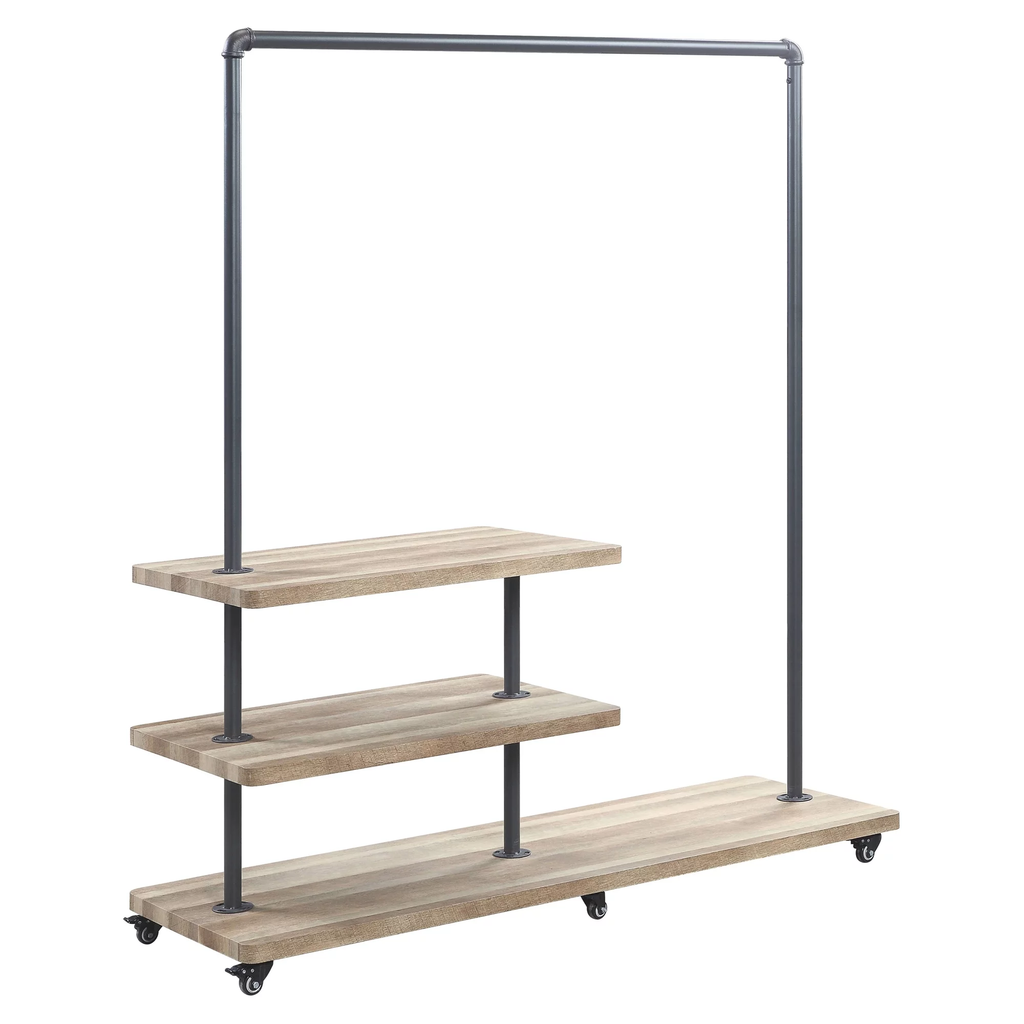 ACME Brantley Storage Hanger Rack in Oak and Sandy Gray