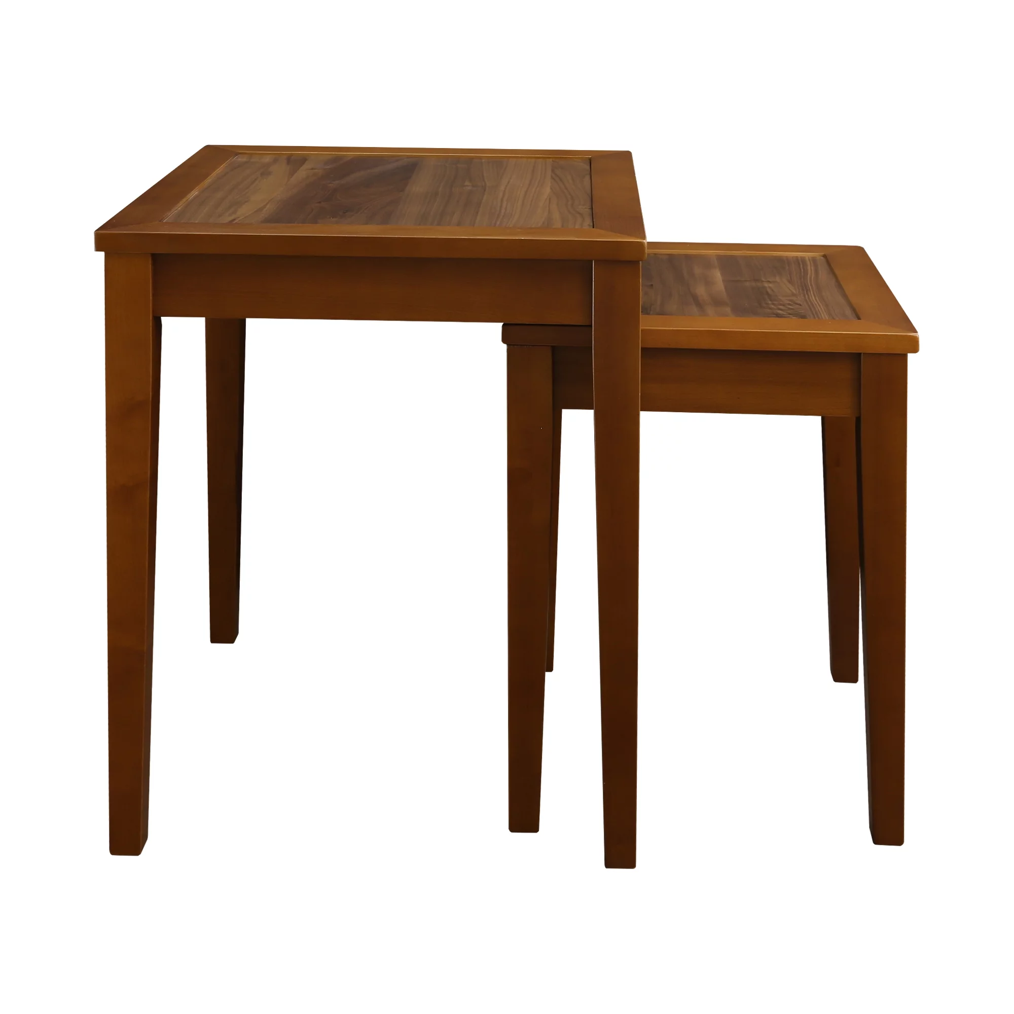 Casual Home Lincoln Nesting End Tables with Concealed Compartment, Solid American Walnut Top