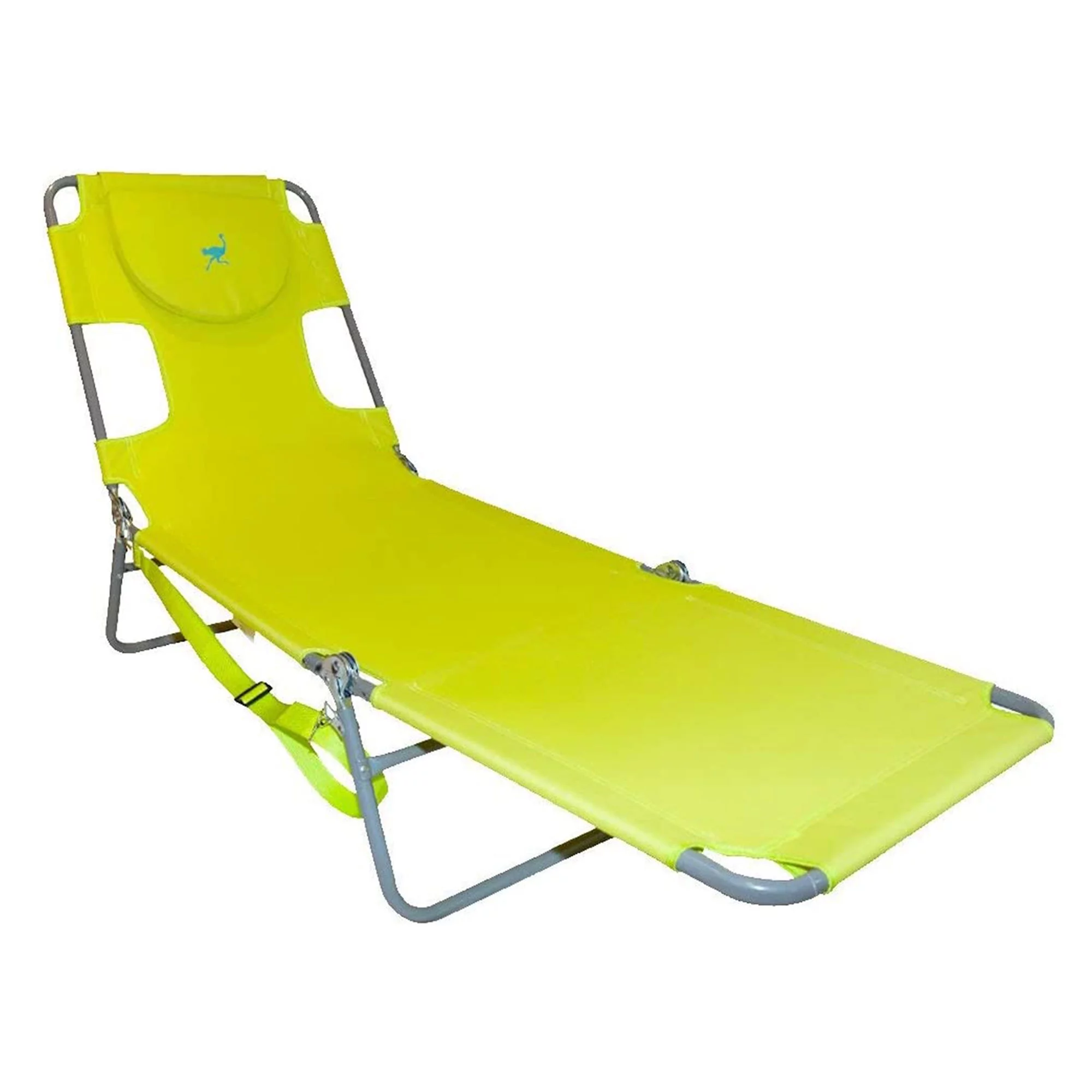 Ostrich On Your Back Reclining Chair & Chaise Folding Beach Lounger, Green