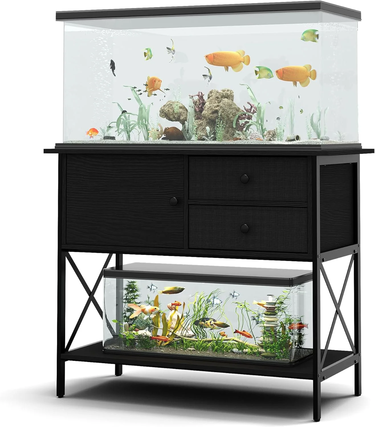 ZEKOO 40 Gallon Aquarium Stand,Metal Fish Tank Stand With Drawers