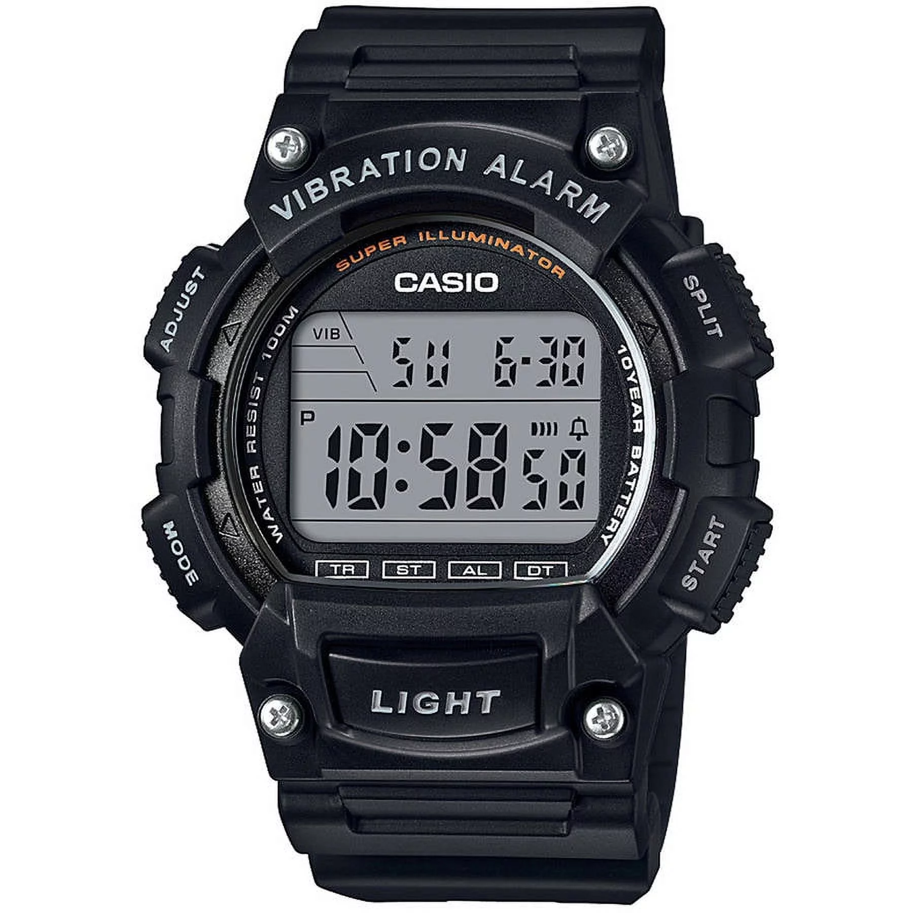 Casio Men's Sport Digital Watch with Vibration, Black W736H-1AV