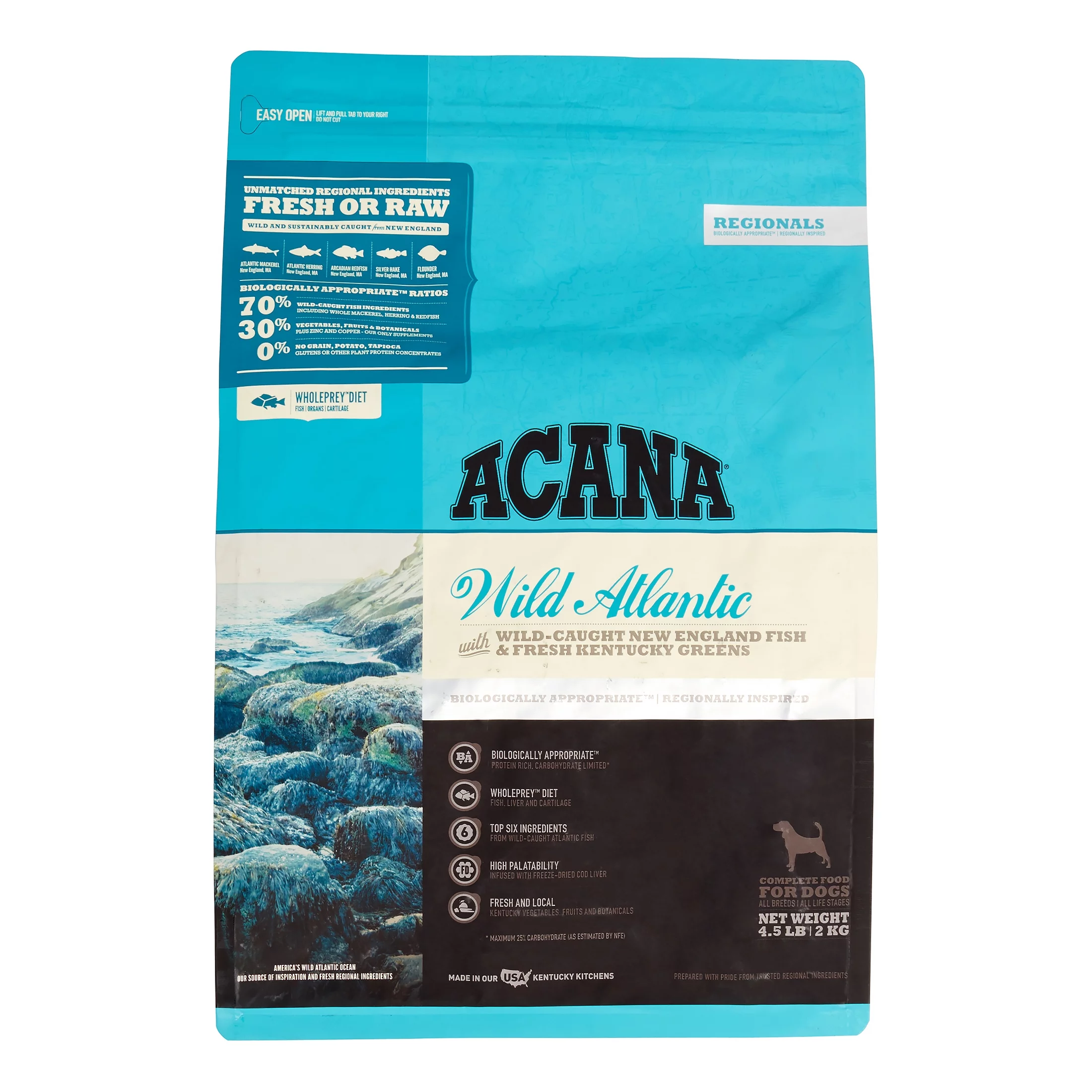 Acana Wild Atlantic Grain-Free Wild-Caught New England Fish & Kentucky Greens Dry Dog Food, 4.5 lb