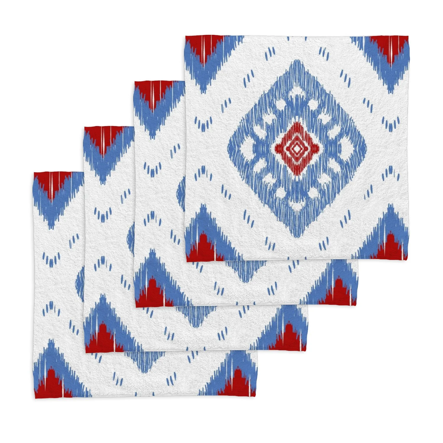 ANYWAY.GO 4 pack Baby Washcloths - 12 x 12 Inch Super Soft Baby Towels - 100% Cotton Highly Absorbent Wash Cloths for Face and Body,African Ikat Paisley Embroidery