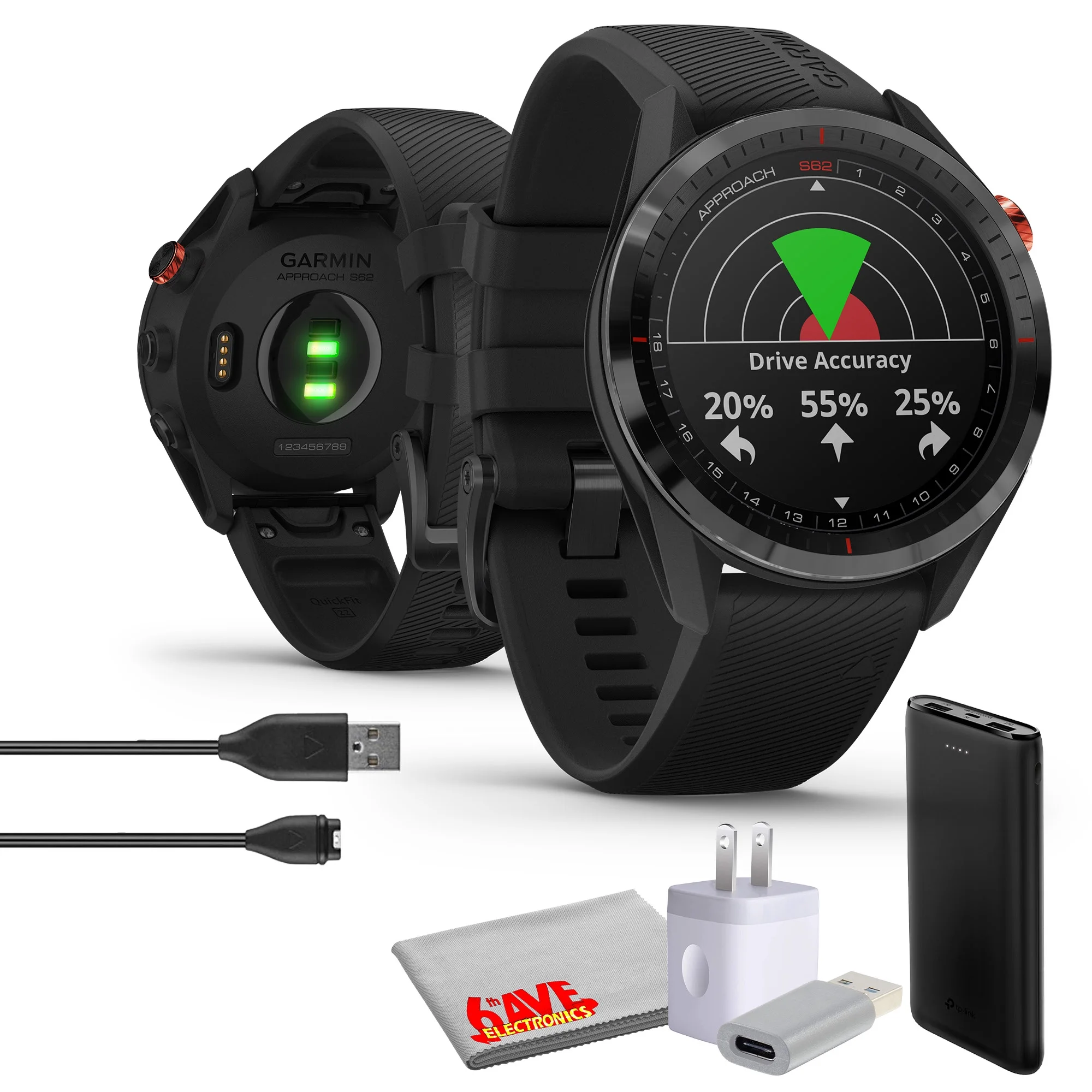 Garmin Approach S62, Premium GPS Golf Watch - Black, Built-in Virtual Caddie, 1.3