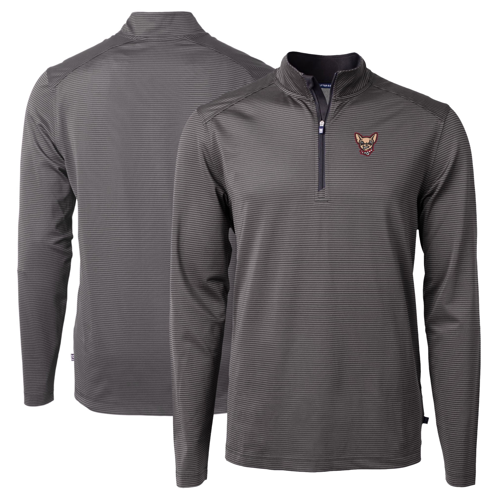 Men's Cutter & Buck Black El Paso Chihuahuas Big & Tall Virtue Eco Pique Micro Stripe Recycled Quarter-Zip Pullover