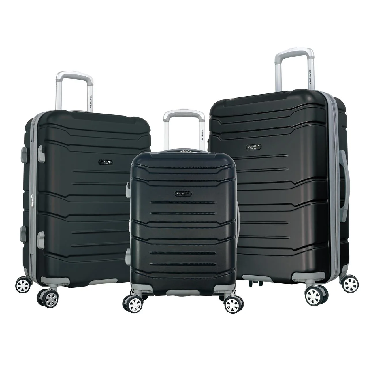 Olympia U.S.A. Denmark 3-Piece Expandable Hardcase Luggage Set with Spinner Wheels, Black