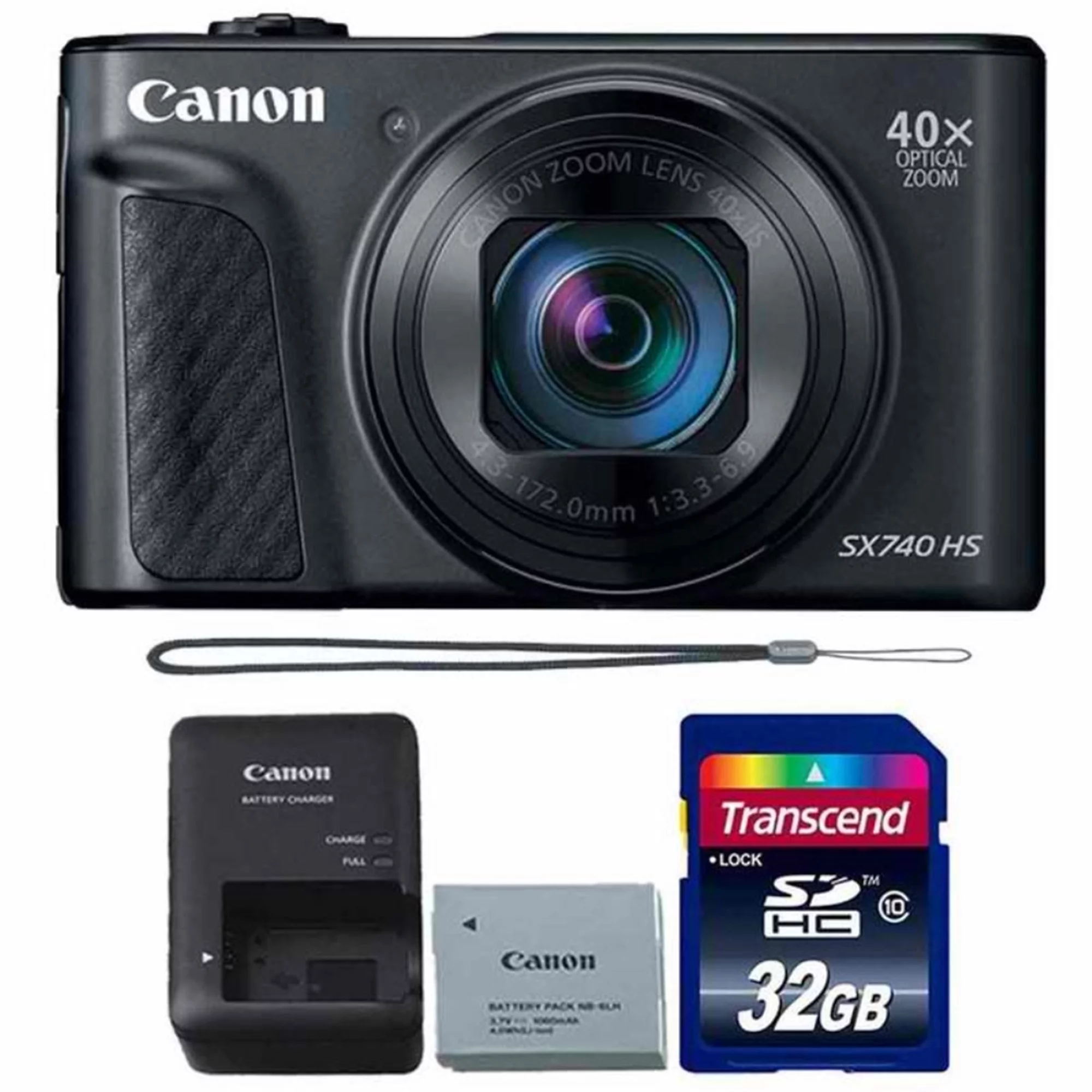 Canon PowerShot SX740 HS 20.3MP Digital Camera Black 40x Optical Zoom with 32GB Memory card
