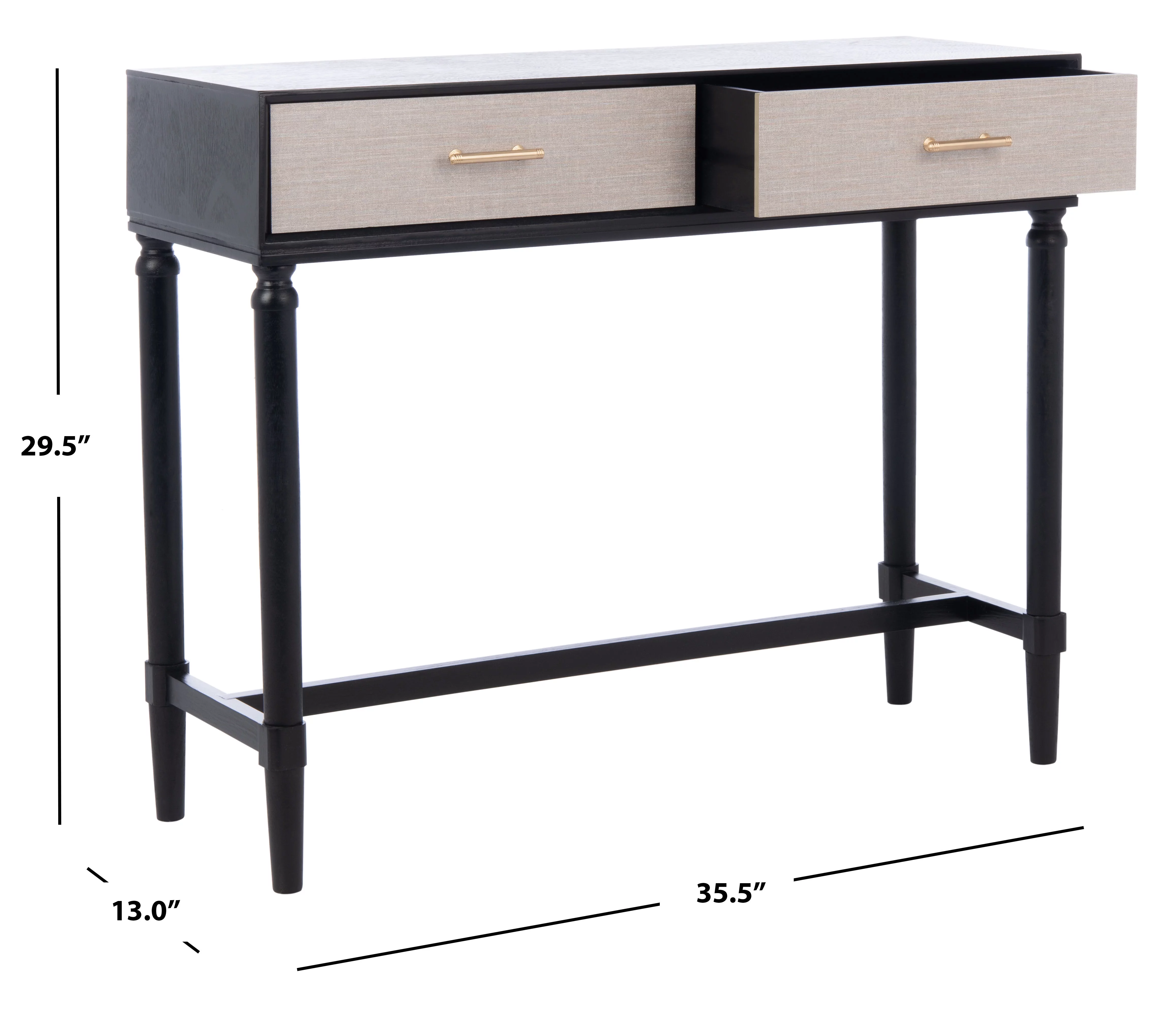 SAFAVIEH Estella Modern 2 Drawer Console Table, Black