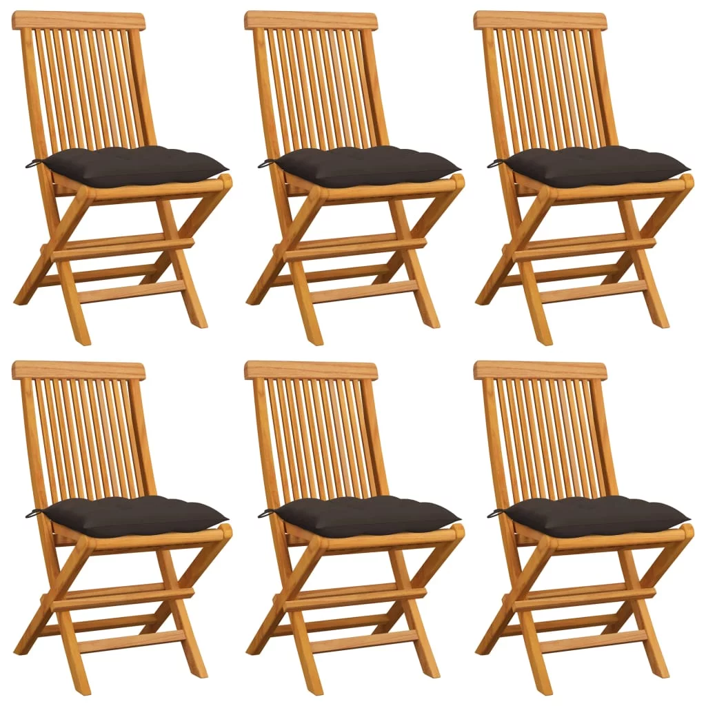 Anself Patio Chairs with Taupe Cushions 6 pcs Solid Teak Wood