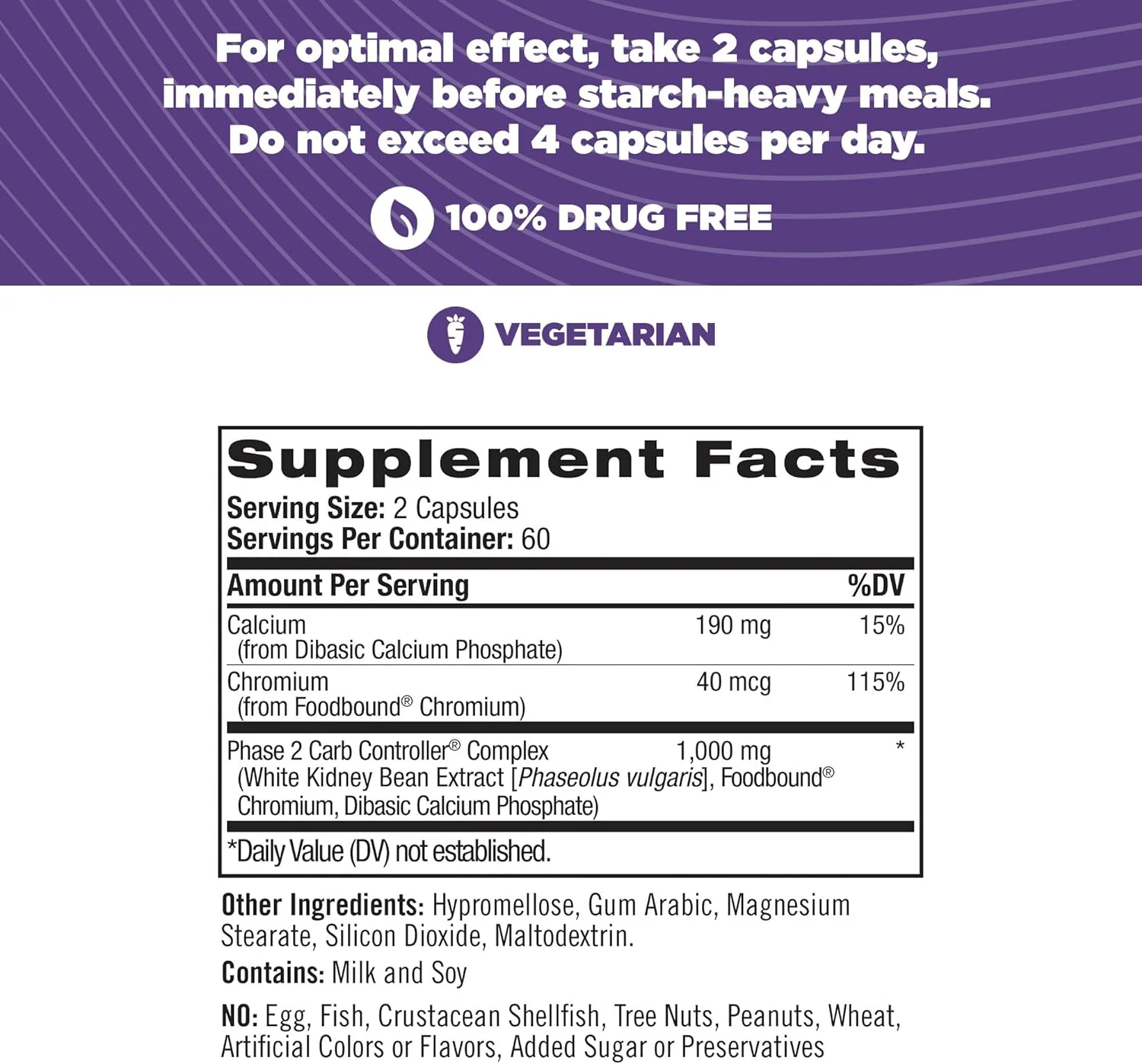 Natrol Carb Intercept with Phase 2 Carb Controller Capsules, White Kidney Bean Extract, Helps Control Carbs, Helps Metabolize Fats, Clinically Tested, Promotes Healthy Body Weight, 1,000mg, 120 Count