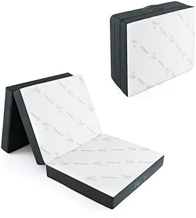 GVJMTKP Folding Mattress  4 Inch Gel-Infused Tri-fold Mattress with  Cover & Carry Bag  CertiPUR- Certified  Foldable Cooling Mattress Topper for Guest Room Dorm RV Camp Floor  Twin X