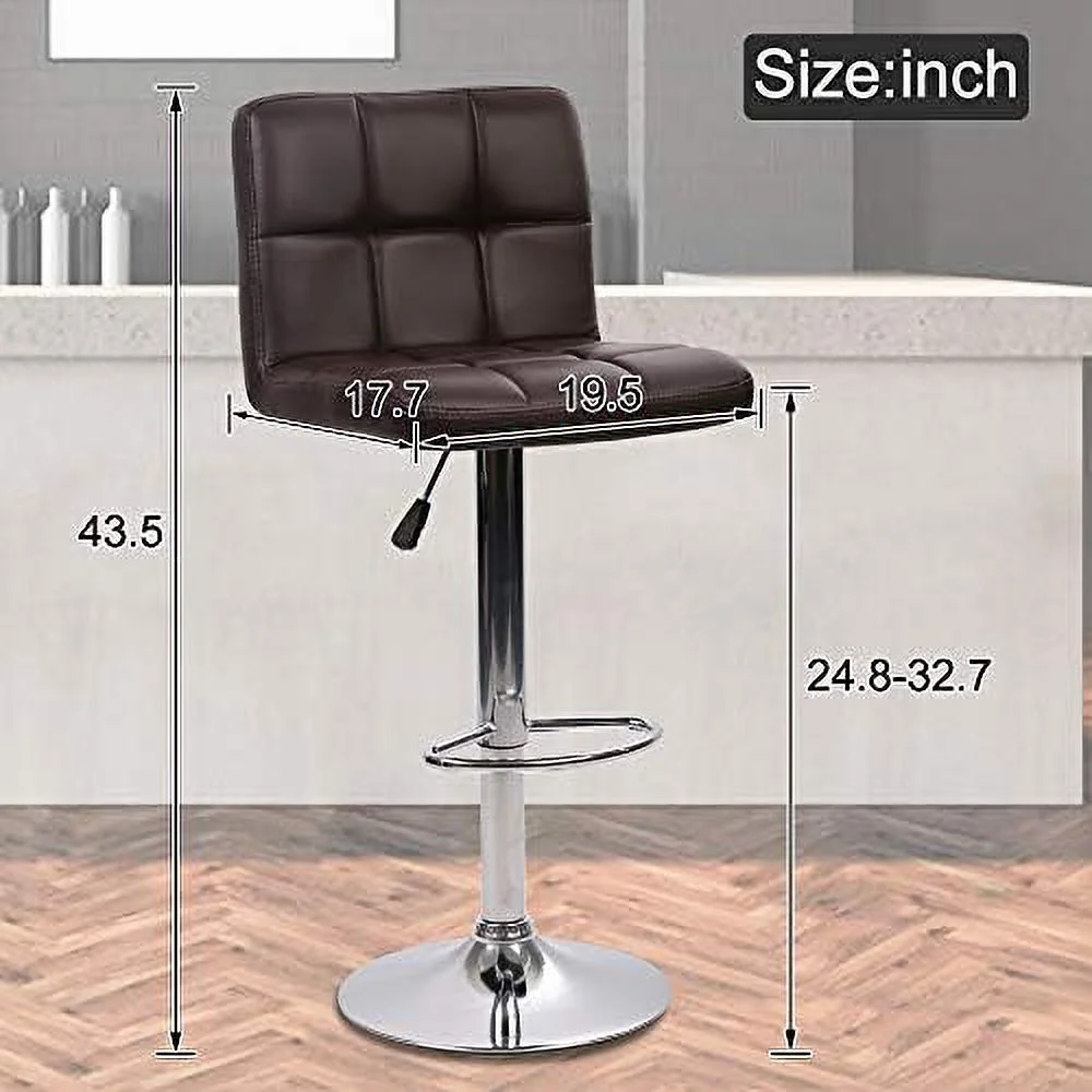 CHGTYS Stools  Swivel Height Adjustable Counter Stools with Back  PU Leather Modern Tall Kitchen Dining Chair for Living Room Pub Coffee  White