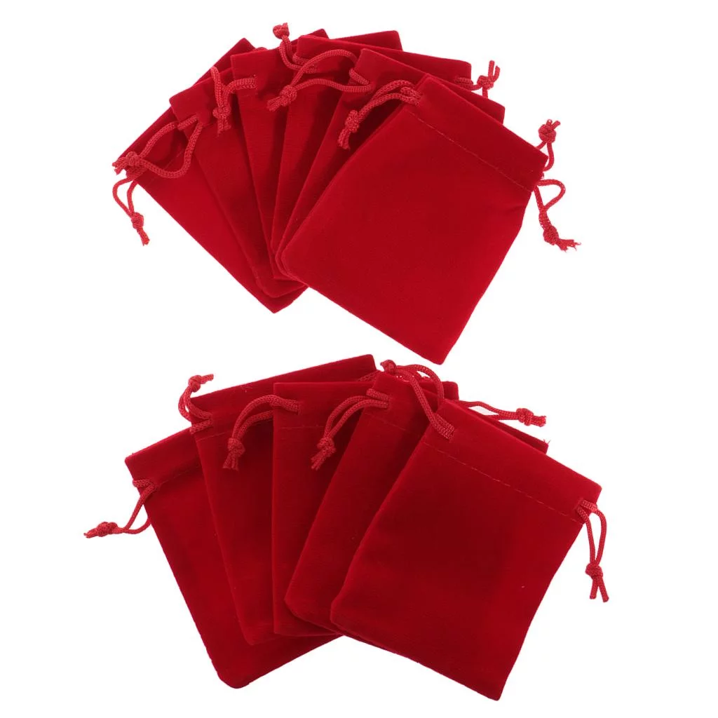 Abbraccia 6x10 pieces Velvet Bags Wedding Party Gift Drawstring Jewelry Pouches Red