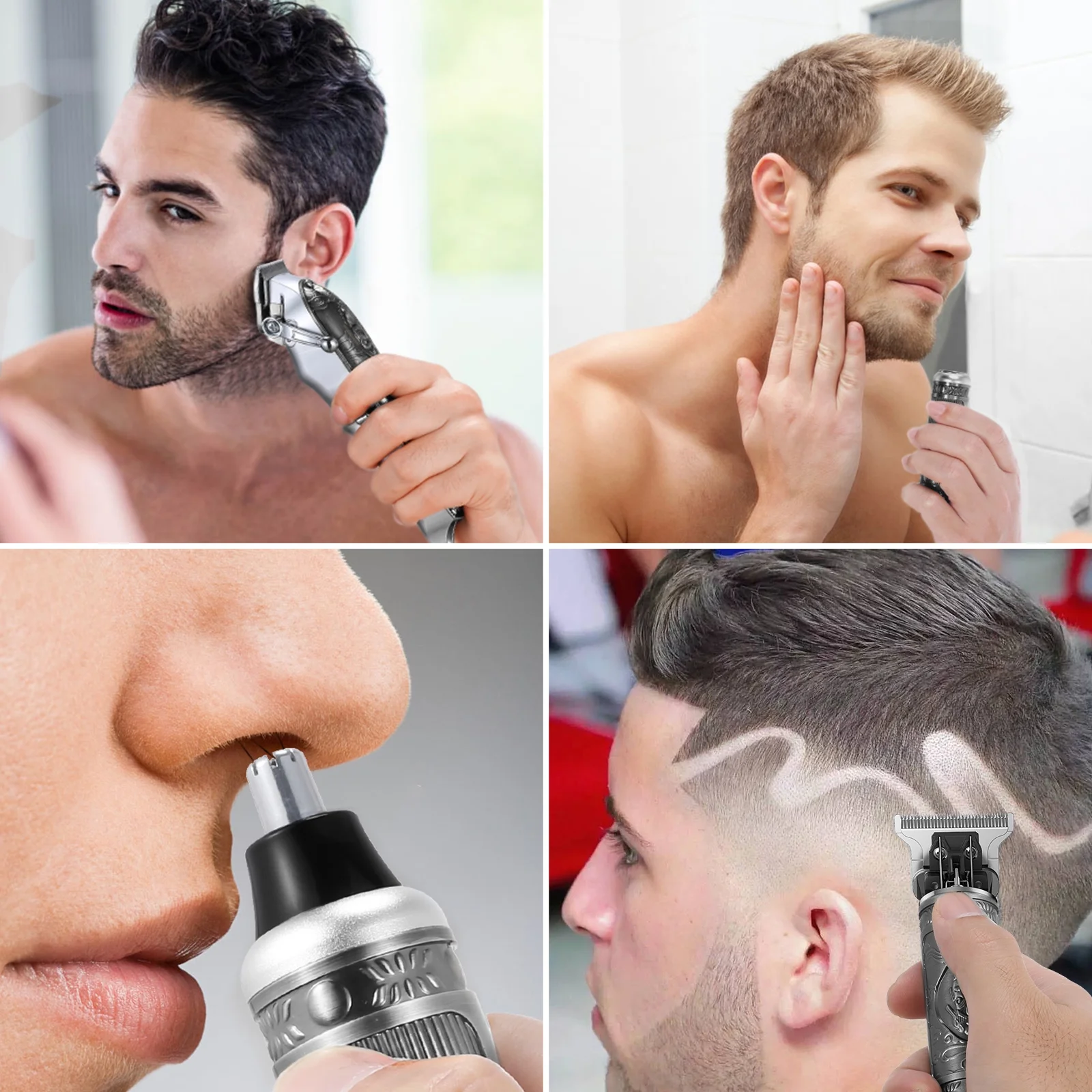 Bestauty 3 in 1 Full Metal Oil Head Hair Clippers Digital Display Electric Hair Trimmer Sculpting Pusher Nose Hair Set