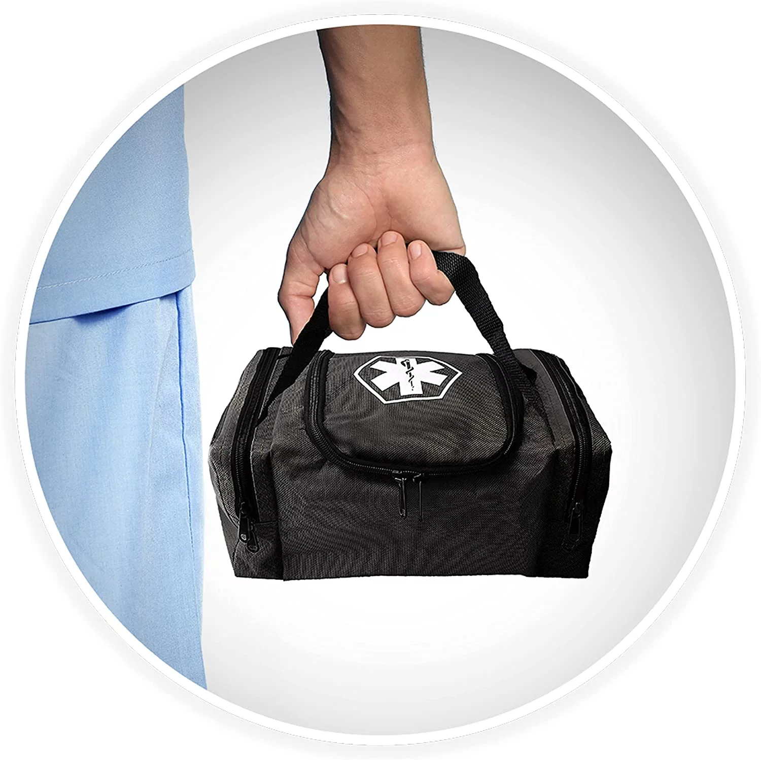 First Aid Responder EMS Emergency Medical Trauma Bag EMT, Fire Fighter, Police Officer, Paramedics, Nurse (Black)