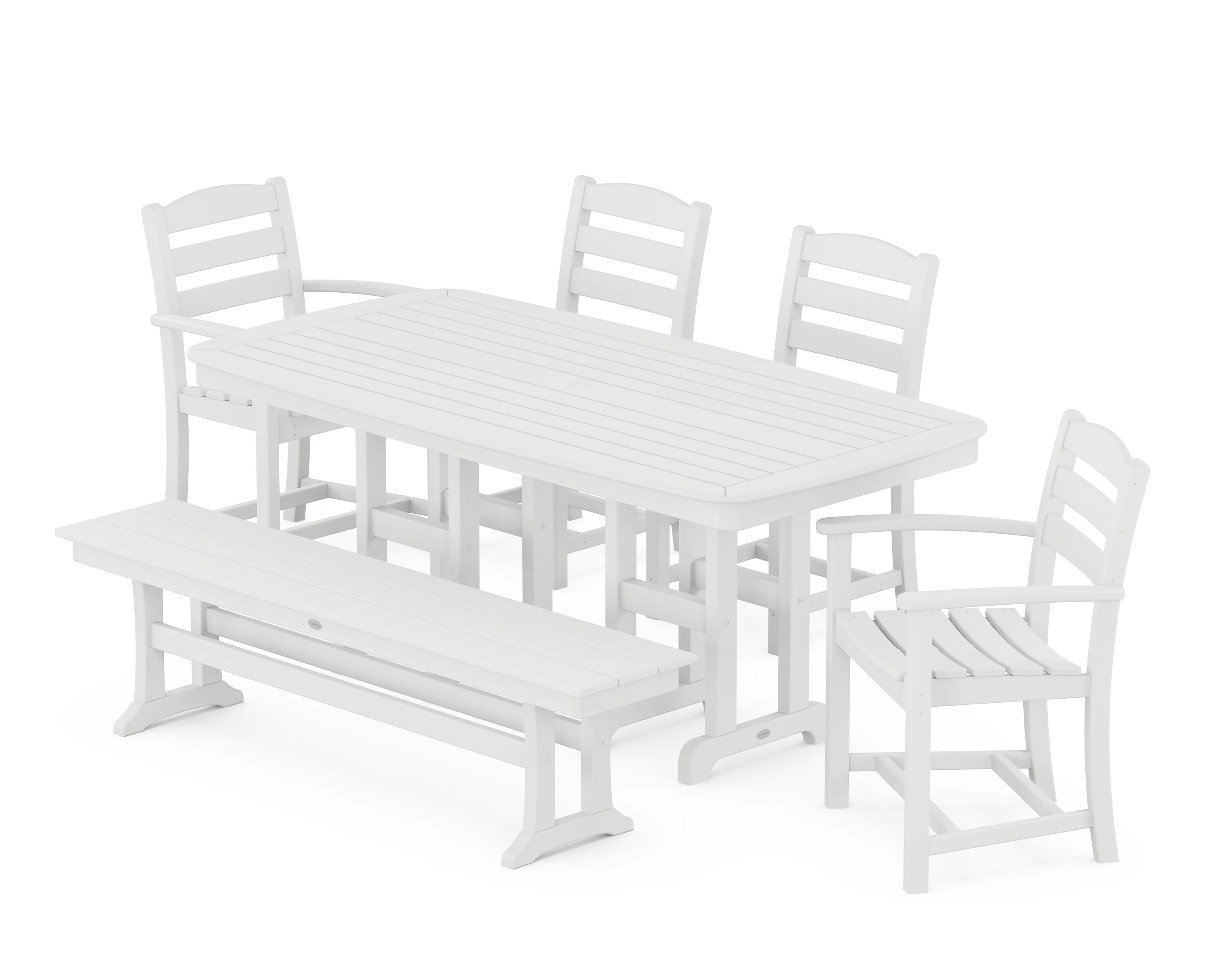 POLYWOOD La Casa Cafe 6-Piece Dining Set with Bench in White