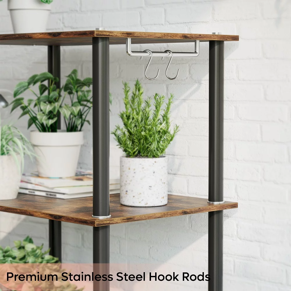 Bestier 5 Tier Kitchen Baker's Rack with Storage Cabinet Microwave Stand Rustic