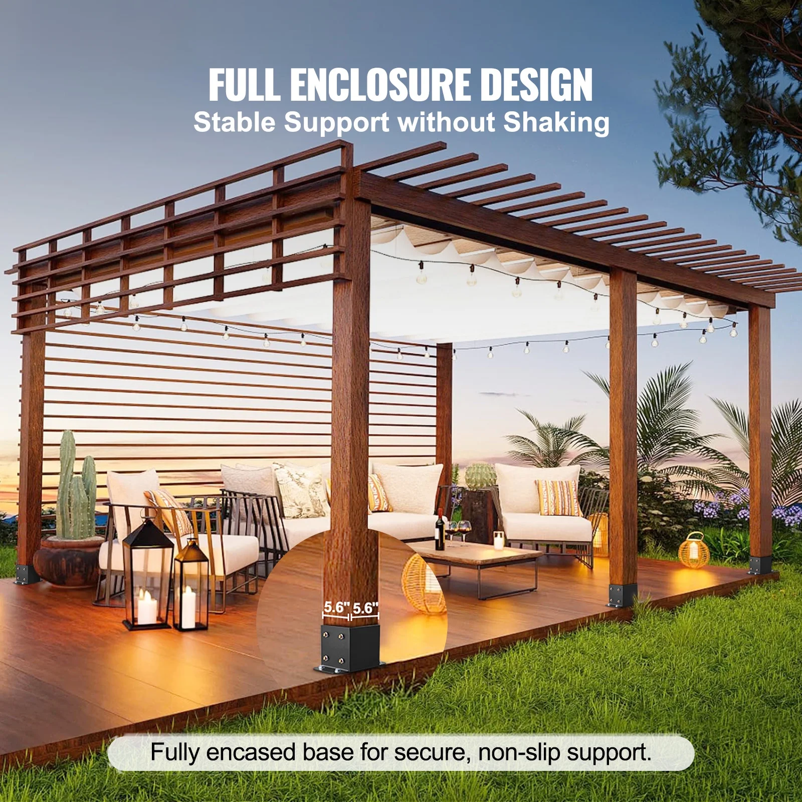 SKYSHALO 4 Pack 6x6 Post Base Brackets Heavy Duty Wood Post Fence Post Anchor