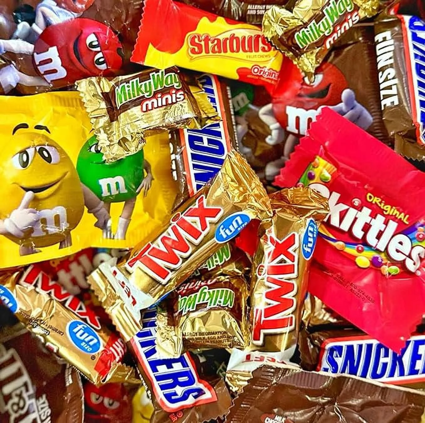 West End Foods Chocolate Candy 32 oz. Bundle with Fun and Mini Size Snickers, Milky Way, Twix, M&M's Milk Chocolate, Skittles, Starburst, M&M's Peanut