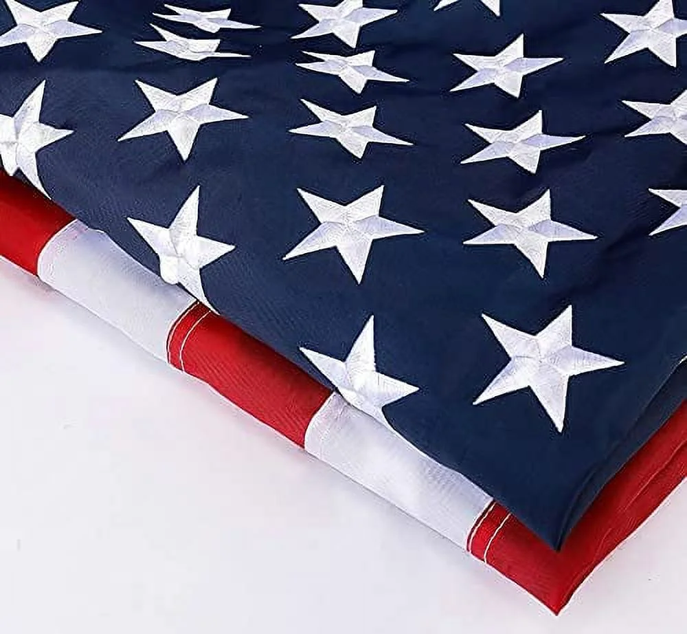 Flag - Embroidered Sewn Heavy Duty 210D Oxford Nylon Flag Vivid Color American Flag- Brass Grommets and 4 Stitch Hemming USA Flag 2.5x4 Feet