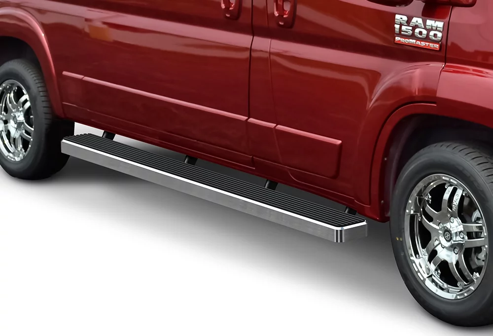 APS iBoard Running Boards 6 inches Silver Compatible with Ram ProMaster 2014-2023 Full Size Van 118 inches Wheelbase 3 Door Only Stainless Steel (Nerf Bars Side Steps Side Bars)